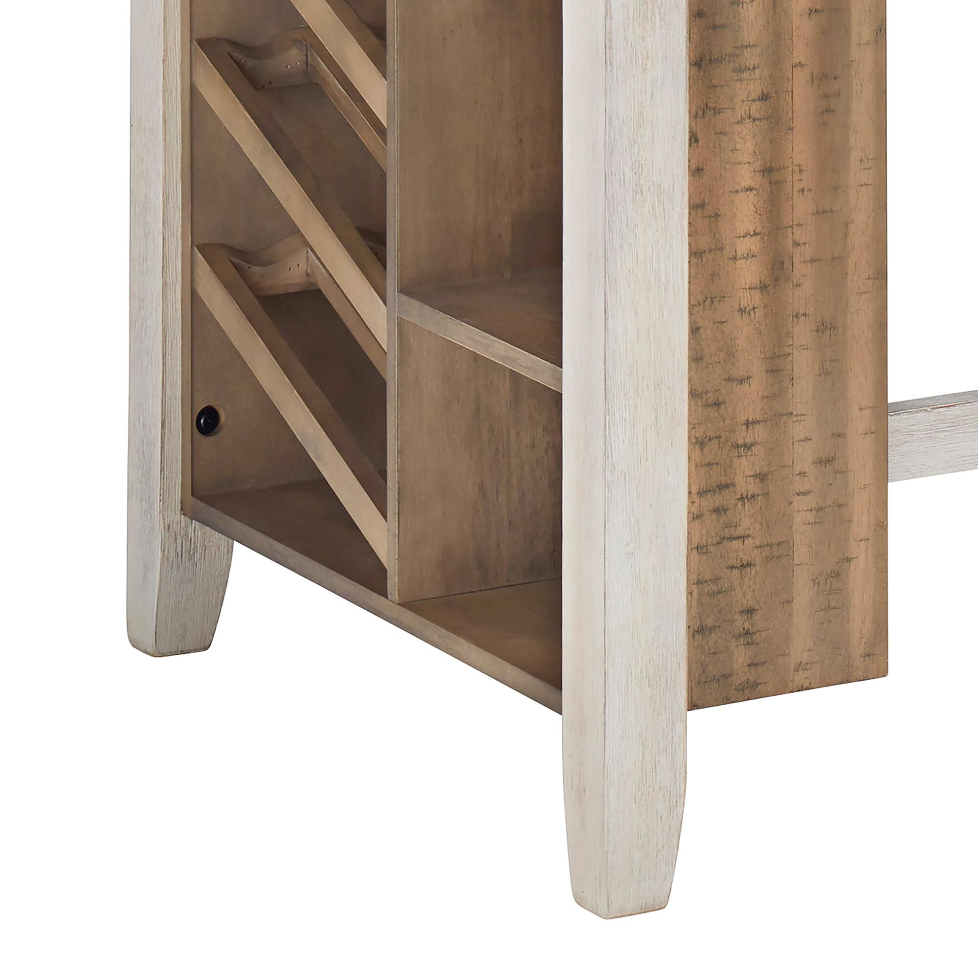 Signature Design by Ashley Skempton Counter Table with Storage in White and Light Brown - Table Only, , large