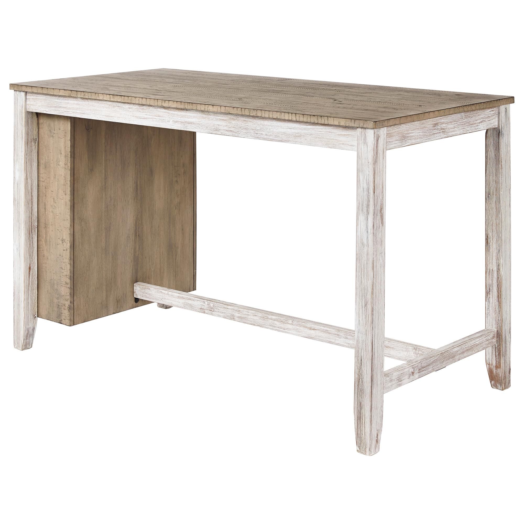 Signature Design by Ashley Skempton Counter Table with Storage in White and Light Brown - Table Only, , large