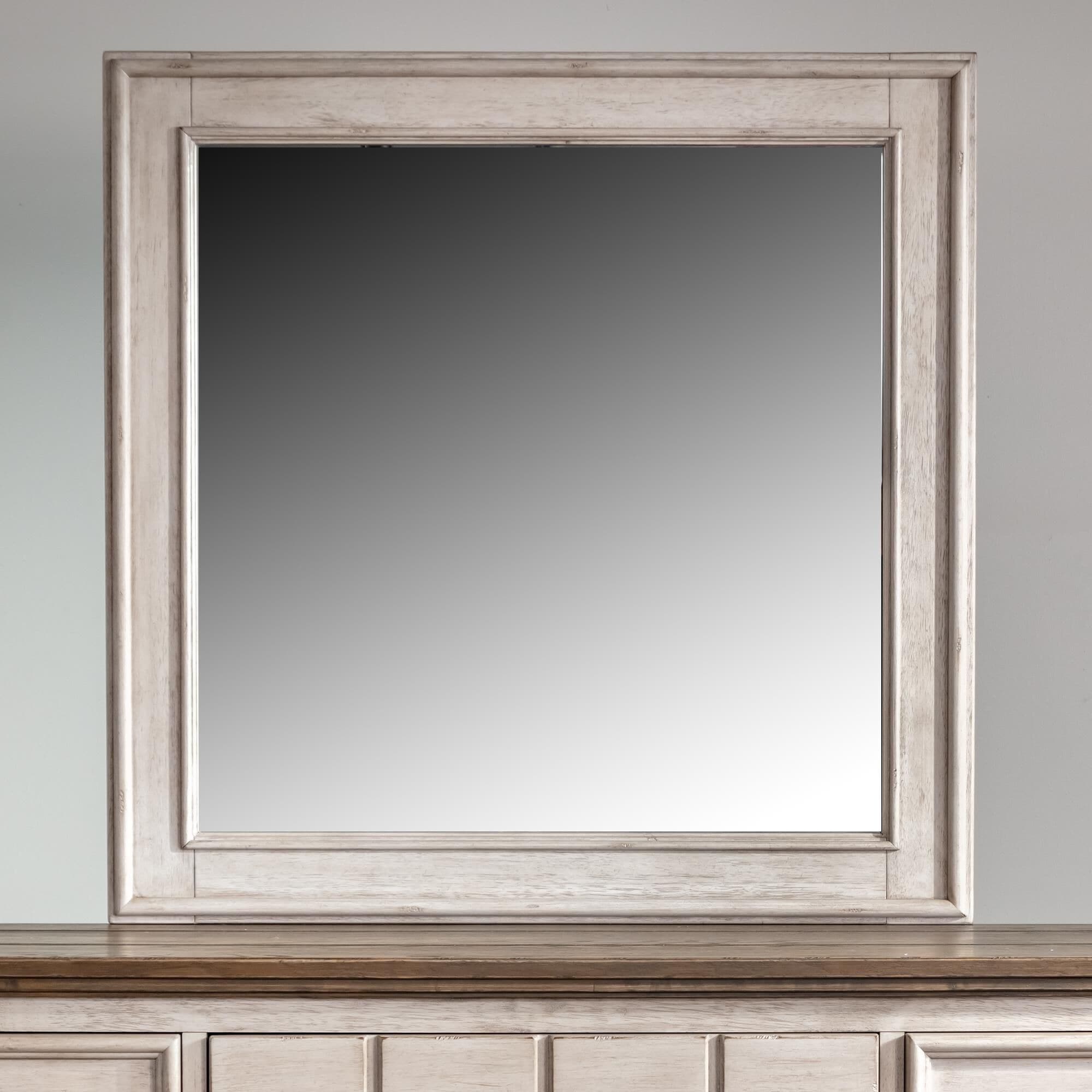 Liberty Furniture Heartland Landscape Mirror in Antique White