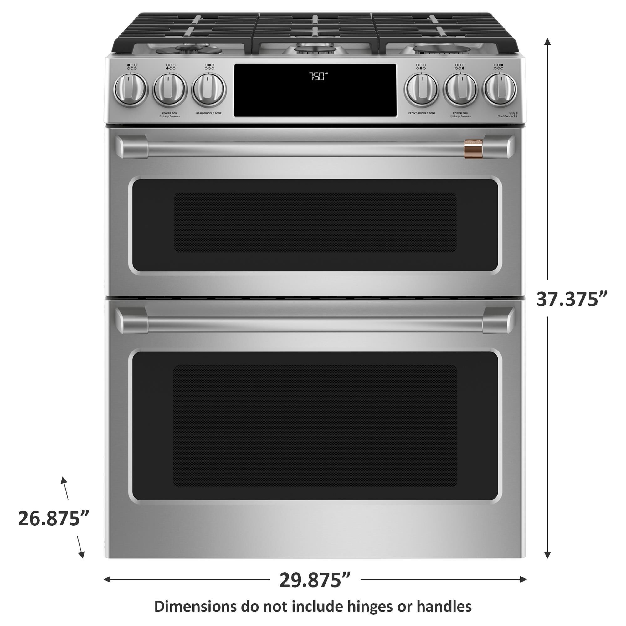 Cafe 30" Slide-In Front Gas Double Oven with Convection Range in Stainless Steel, , large