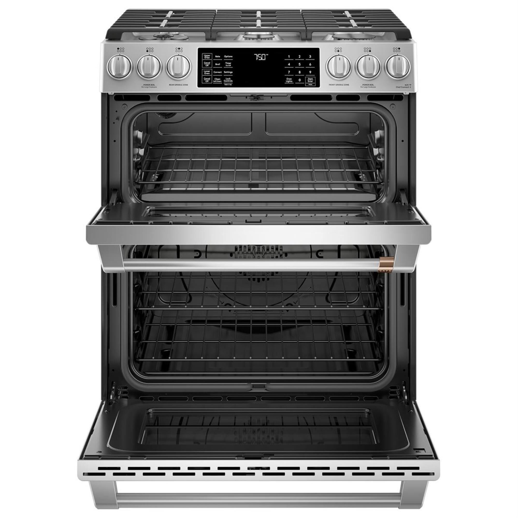 Cafe 30" Slide-In Front Gas Double Oven with Convection Range in Stainless Steel, , large
