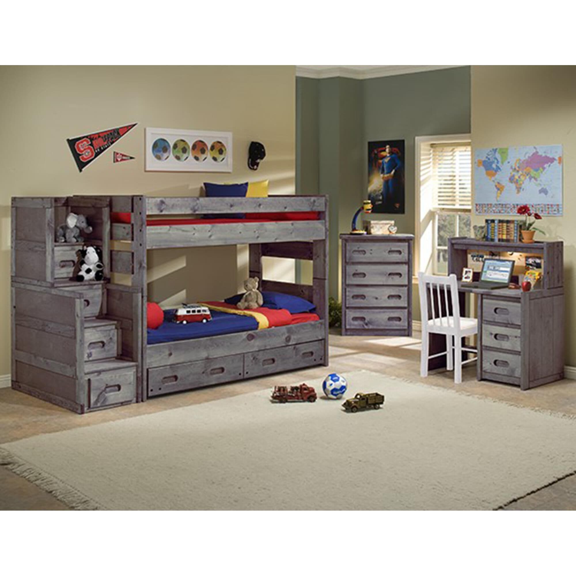 Timber Point Bunkhouse Wrangler Twin over Twin Bunkbed in Driftwood, , large
