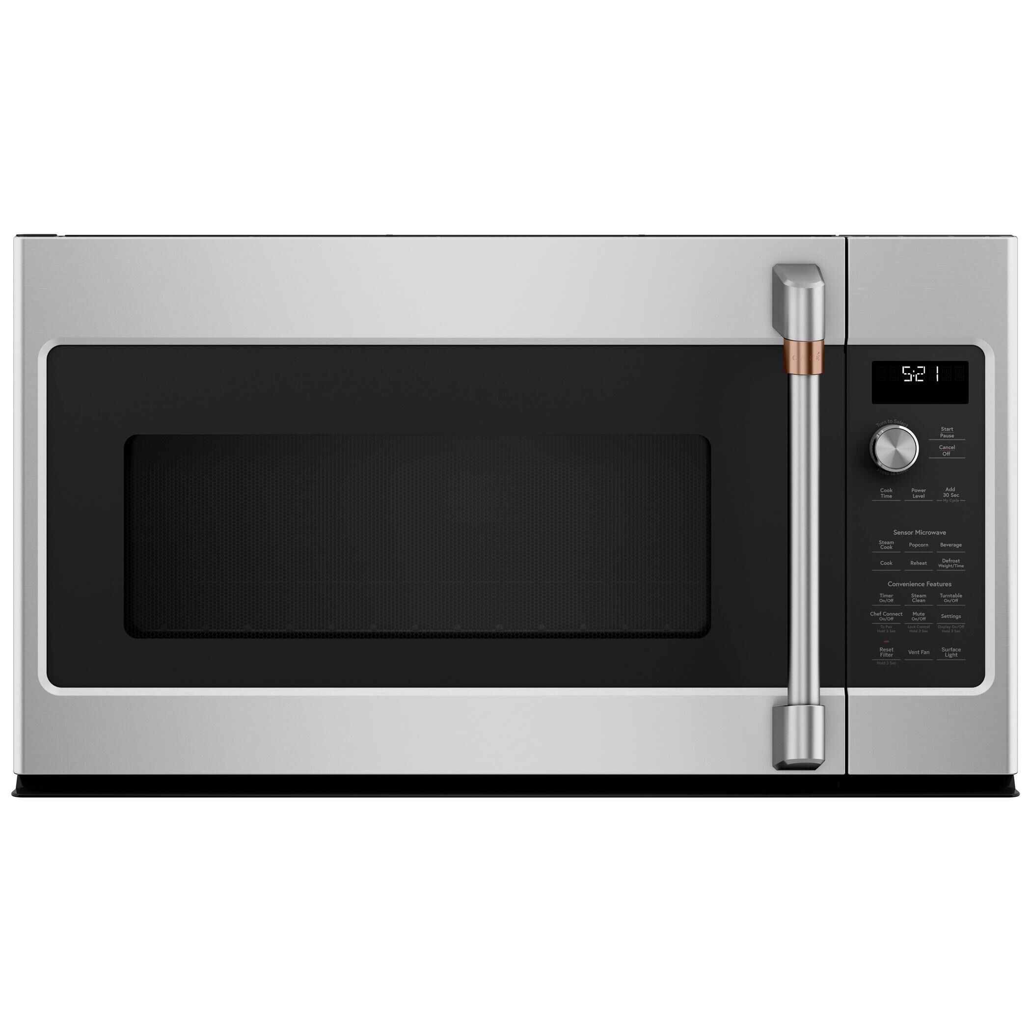 Cafe 2.1 Cu. Ft. Over The Range Microwave Oven in Stainless Steel with Brushed Stainless Handles