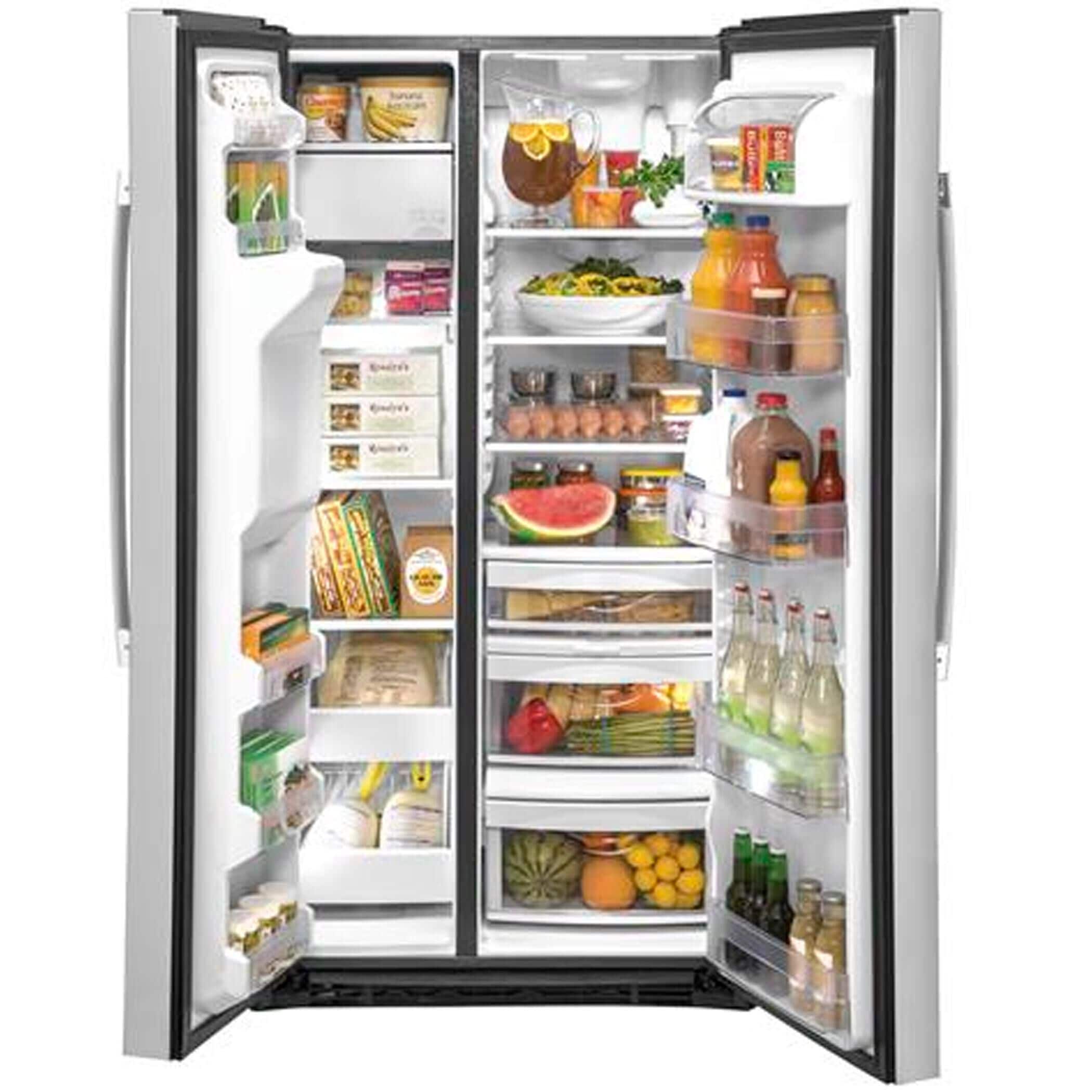 GE Appliances 21.8 Cu. Ft. Counter Depth Side by Side Refrigerator in Stainless Steel, , large