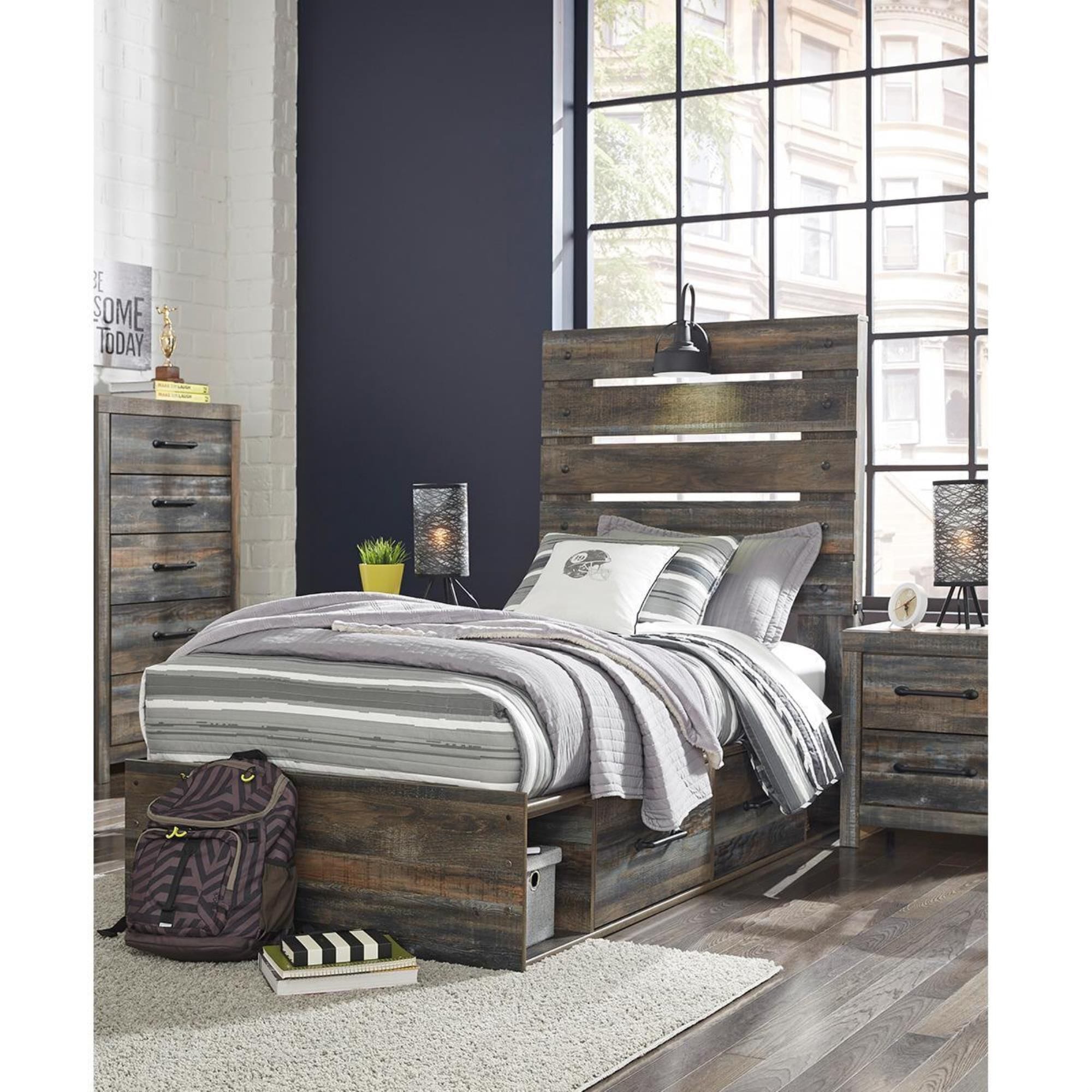 Signature Design by Ashley Drystan Twin Storage Bed in Rustic Brown, , large