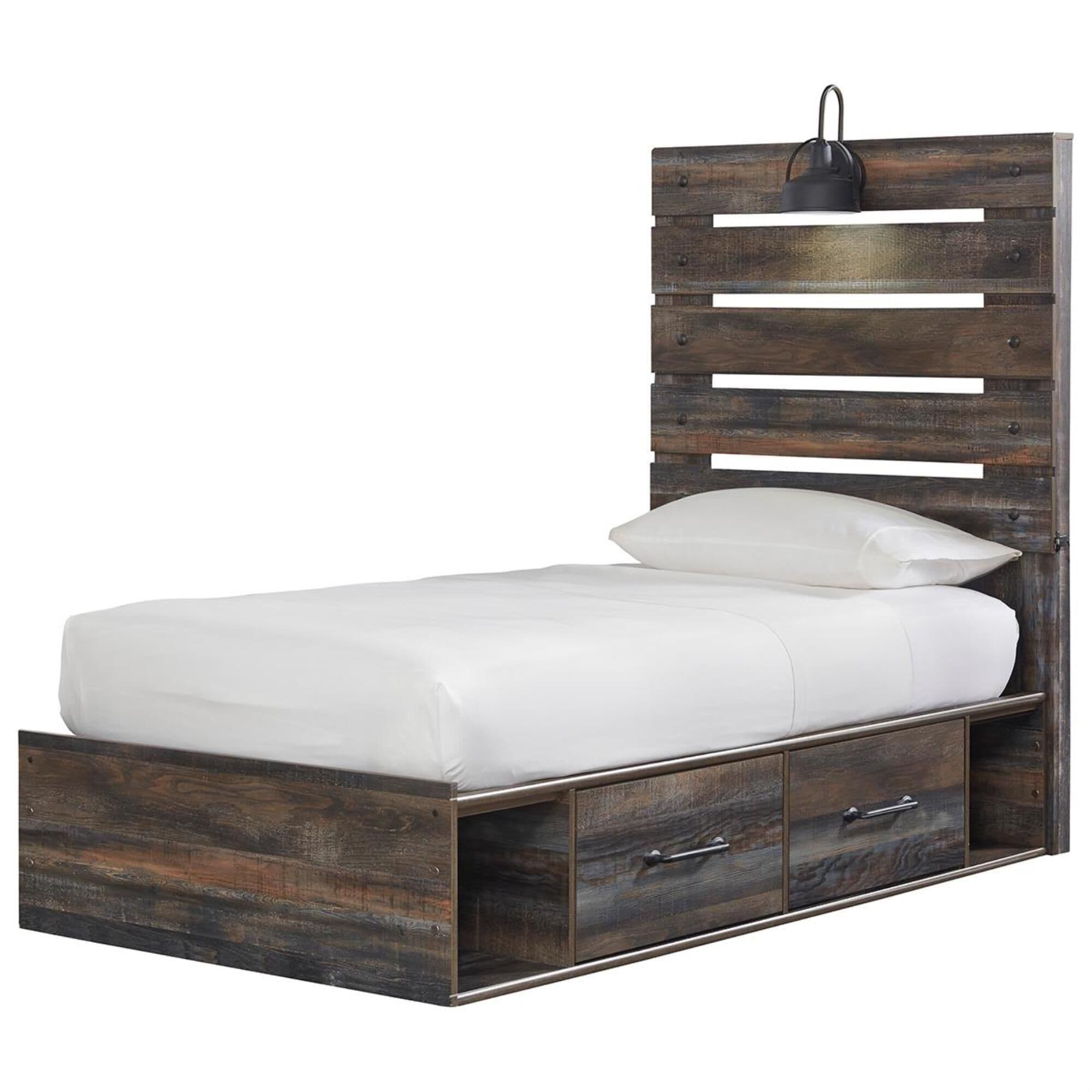 Signature Design by Ashley Drystan Twin Dual Storage Bed in Brown Rustic, , large