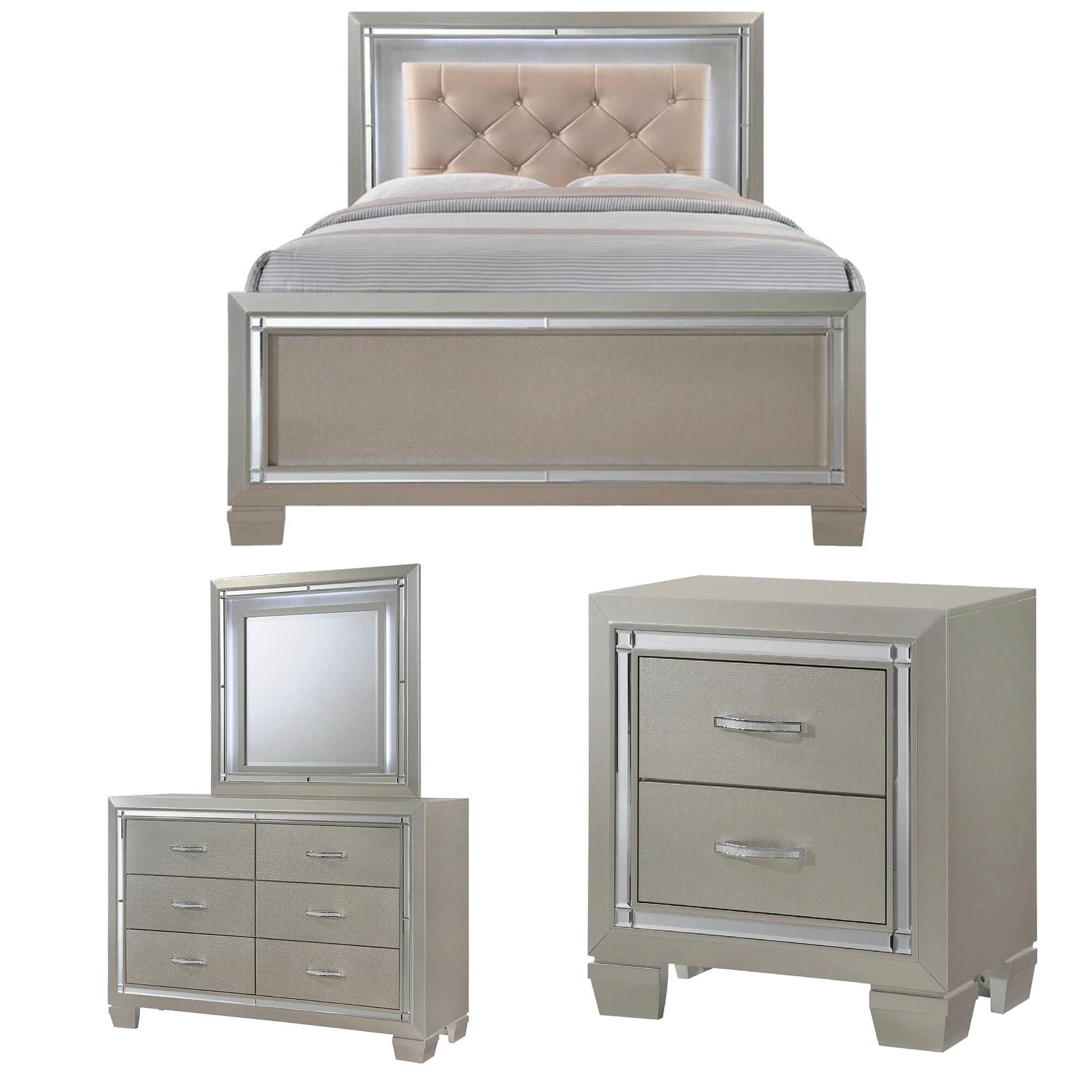 Mayberry Hill Platinum Youth 4 Piece Full Bedroom Set in Platinum, , large