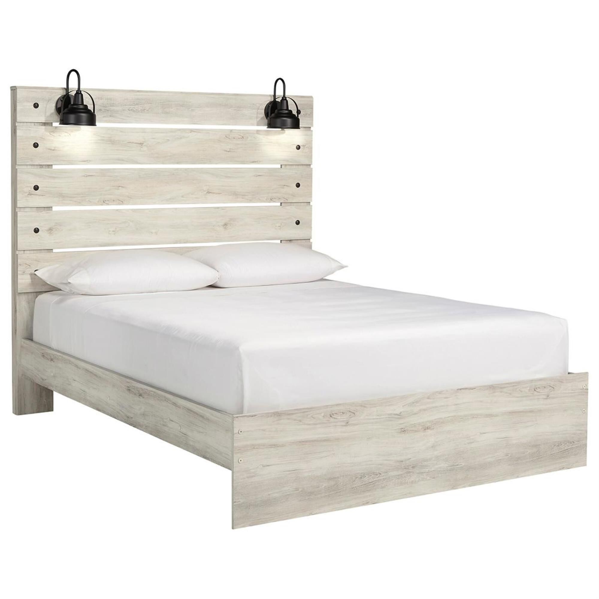 Signature Design by Ashley Cambeck 4 Piece Queen Bed Set in Whitewash with Lighting, , large
