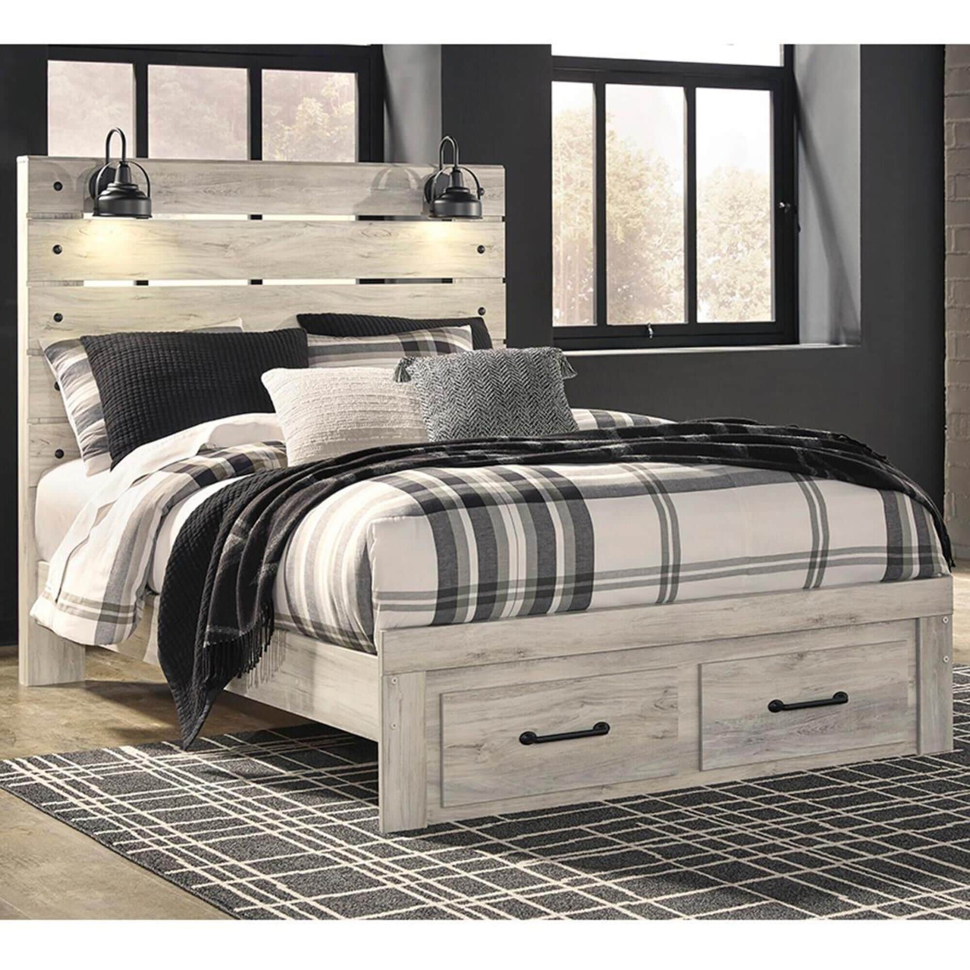 Signature Design by Ashley Cambeck Queen Storage Bed in Whitewash with Lighting, , large