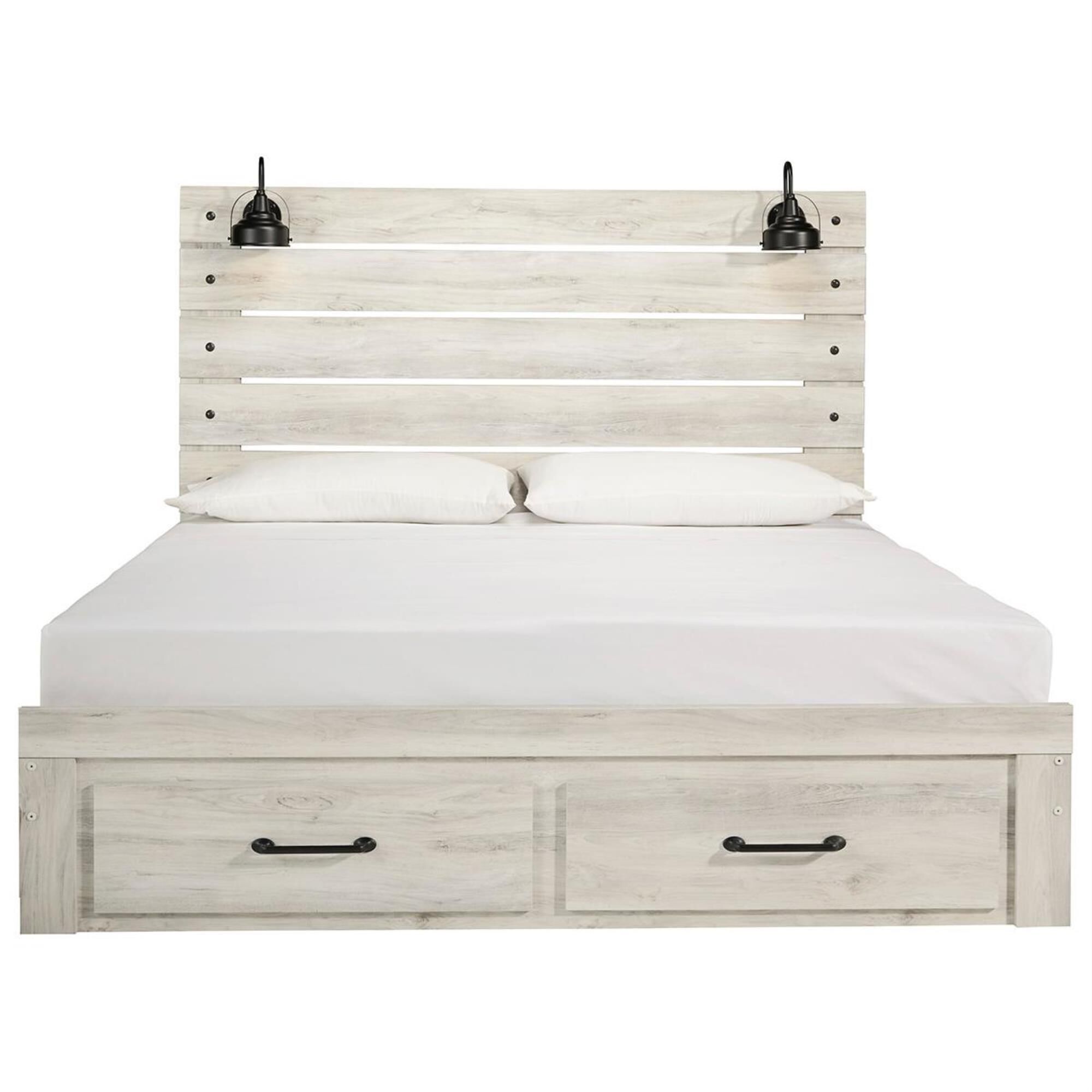Signature Design by Ashley Cambeck King Storage Bed in Whitewash with Lighting, , large