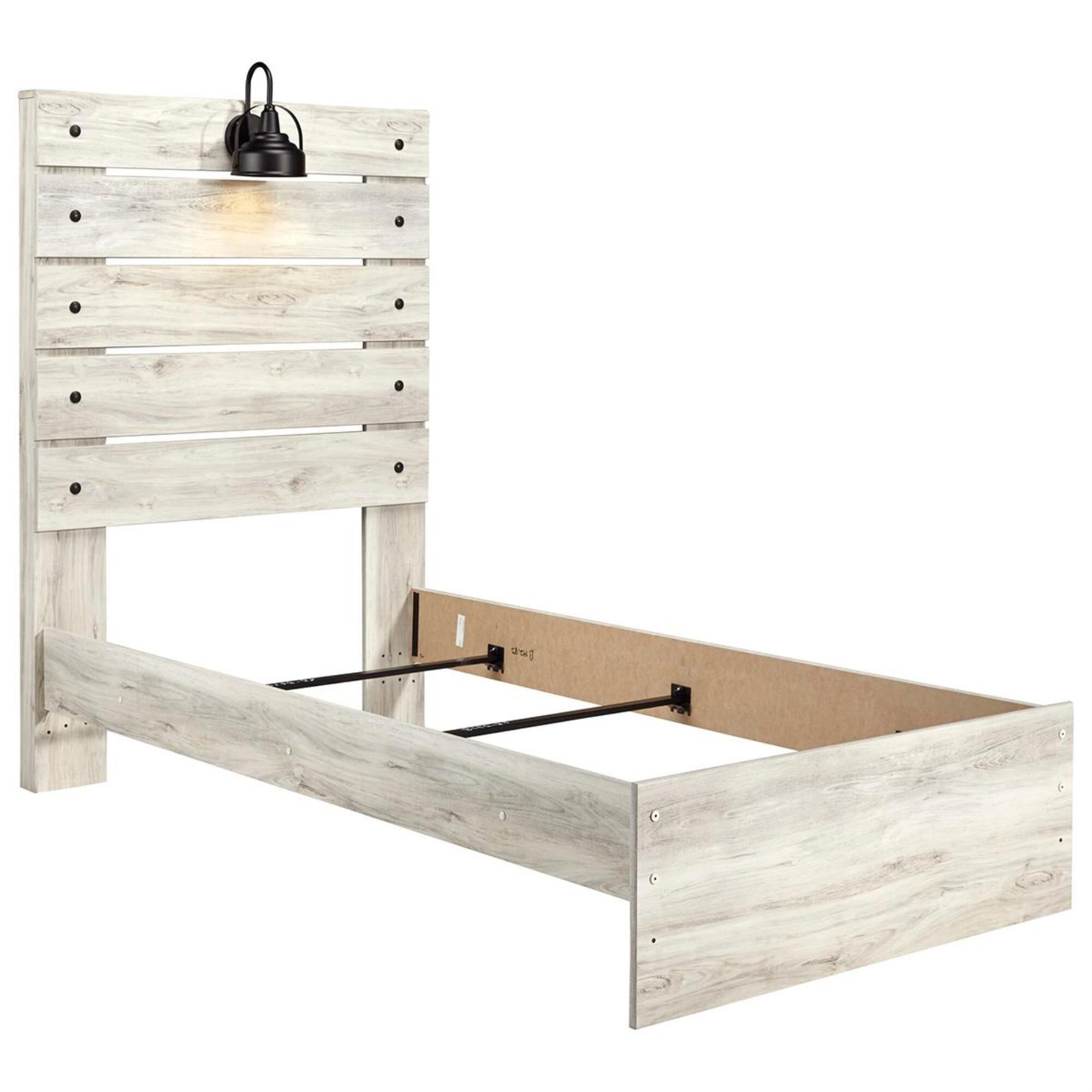 Signature Design by Ashley Cambeck Twin Panel Bed in Whitewash with Lighting, , large