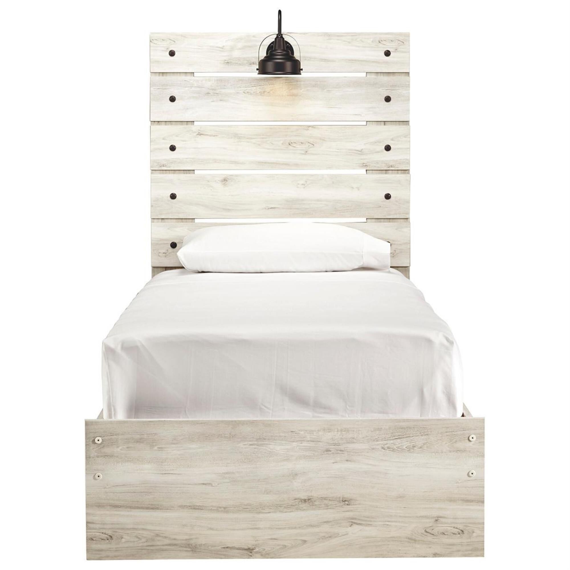 Signature Design by Ashley Cambeck Twin Panel Bed in Whitewash with Lighting, , large