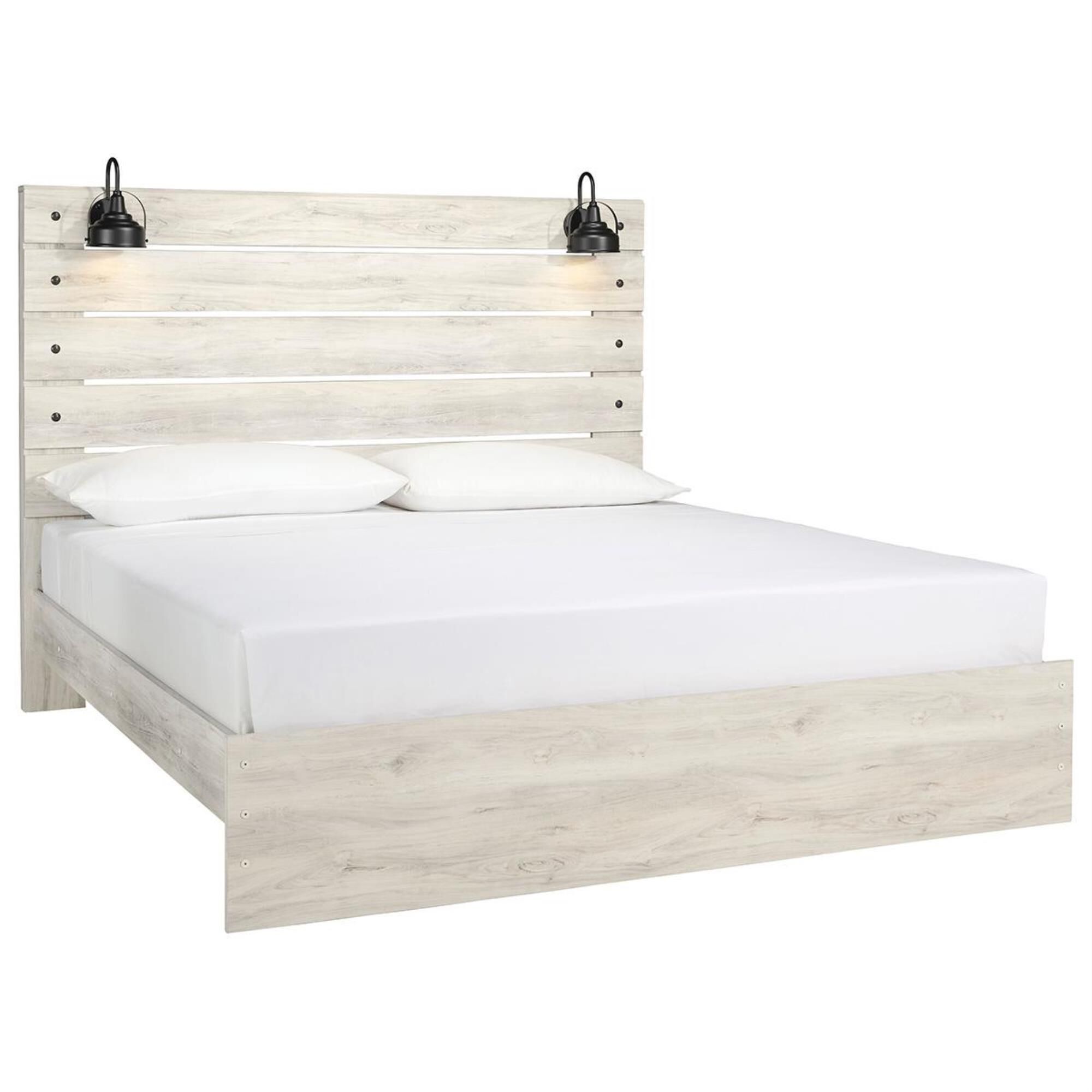 Signature Design by Ashley Cambeck King Panel Bed in Whitewash with Lighting, , large