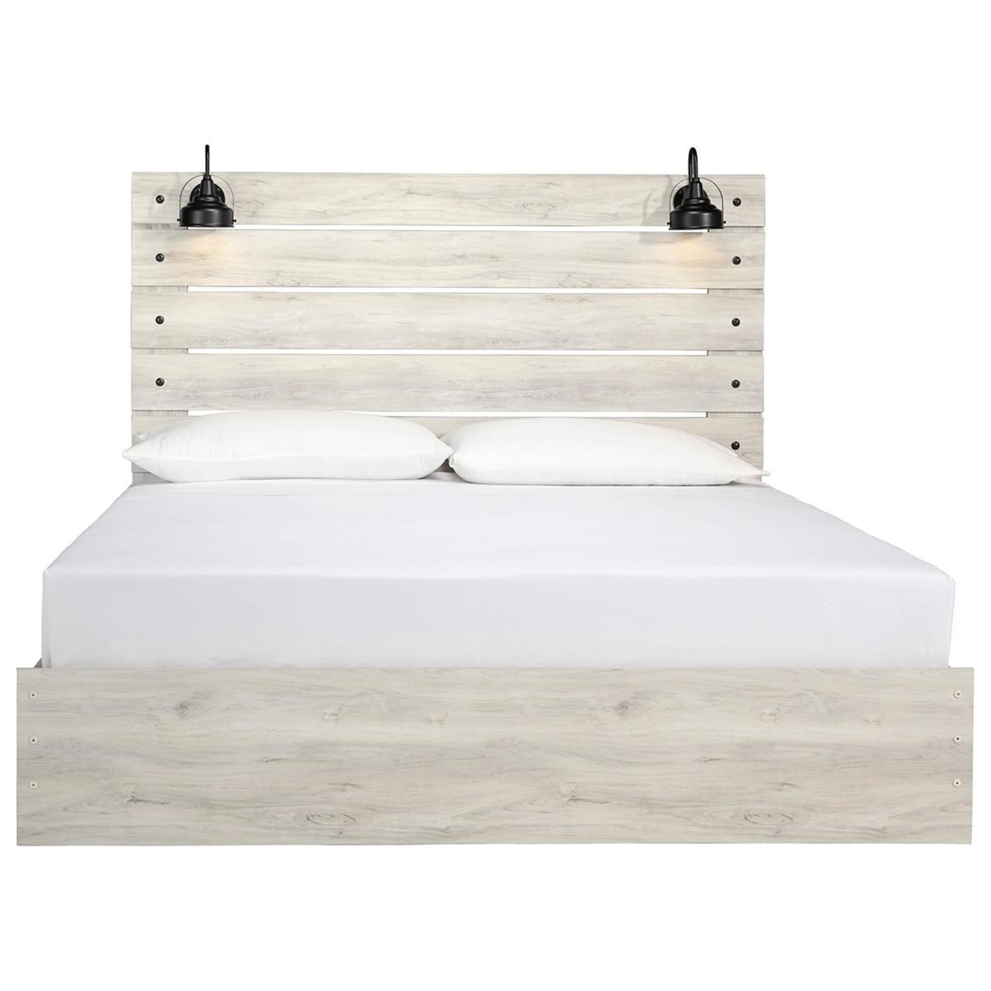 Signature Design by Ashley Cambeck King Panel Bed in Whitewash with Lighting, , large