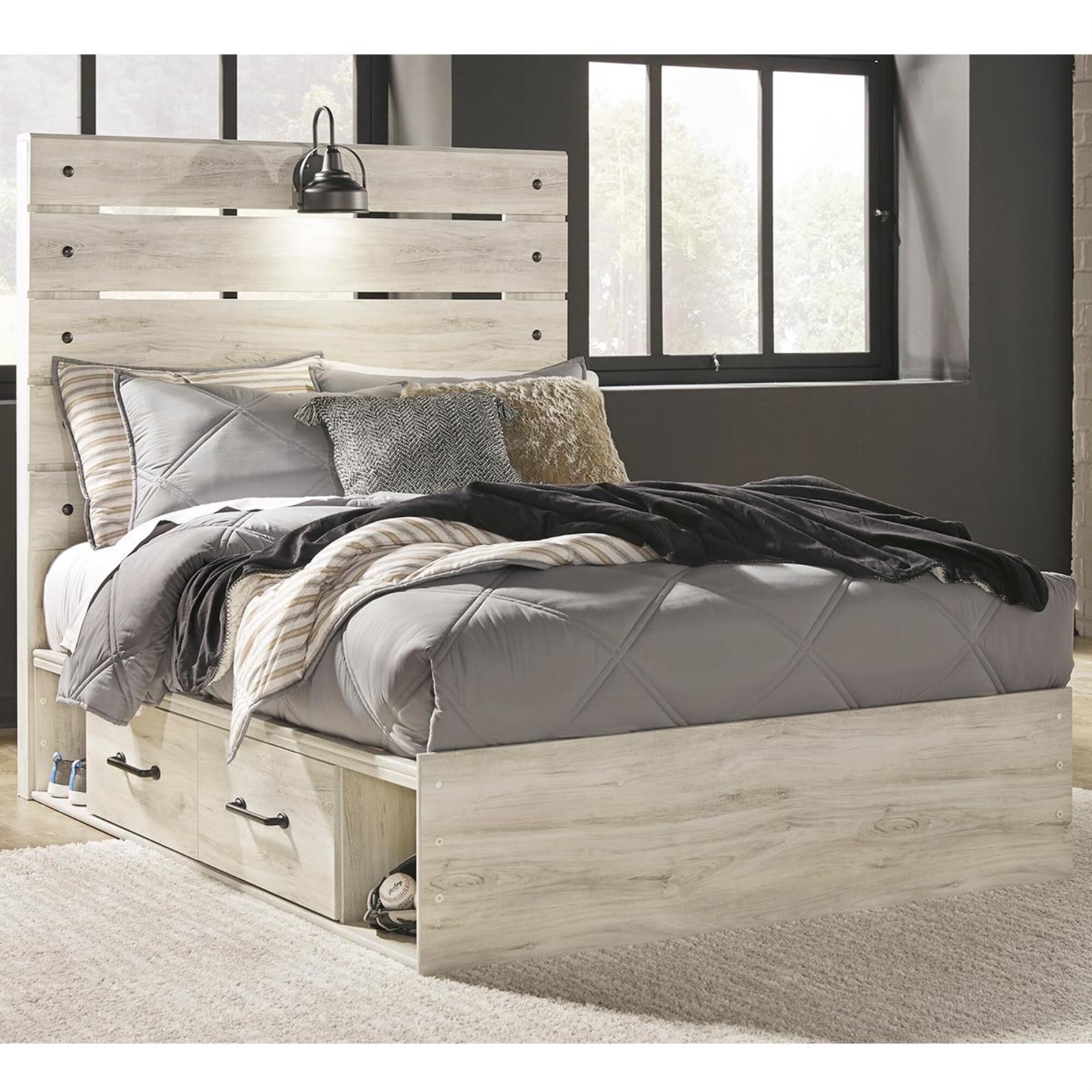 Signature Design by Ashley Cambeck Full Dual Storage Bed in Whitewash, , large