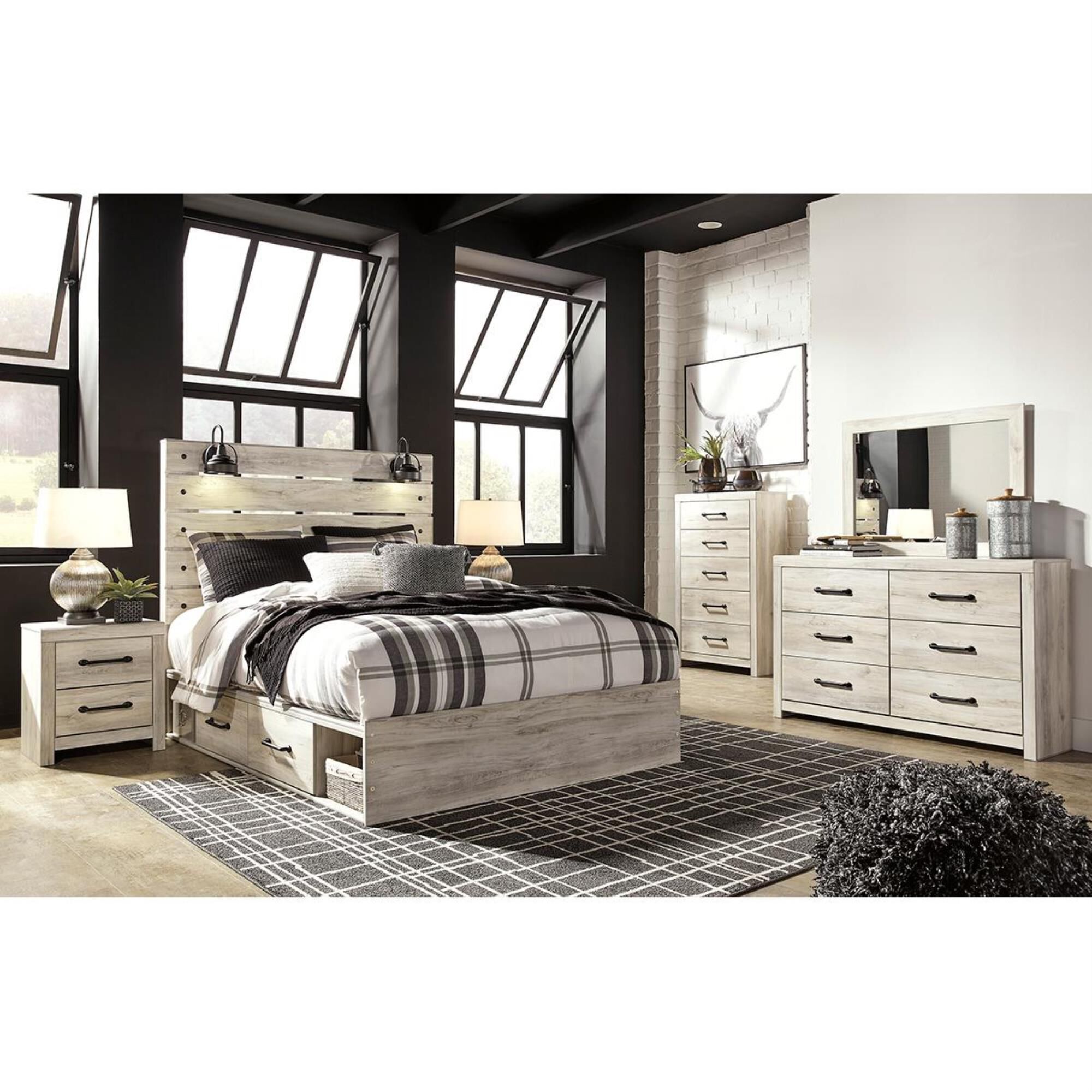 Signature Design by Ashley Cambeck Full Dual Storage Bed in Whitewash, , large