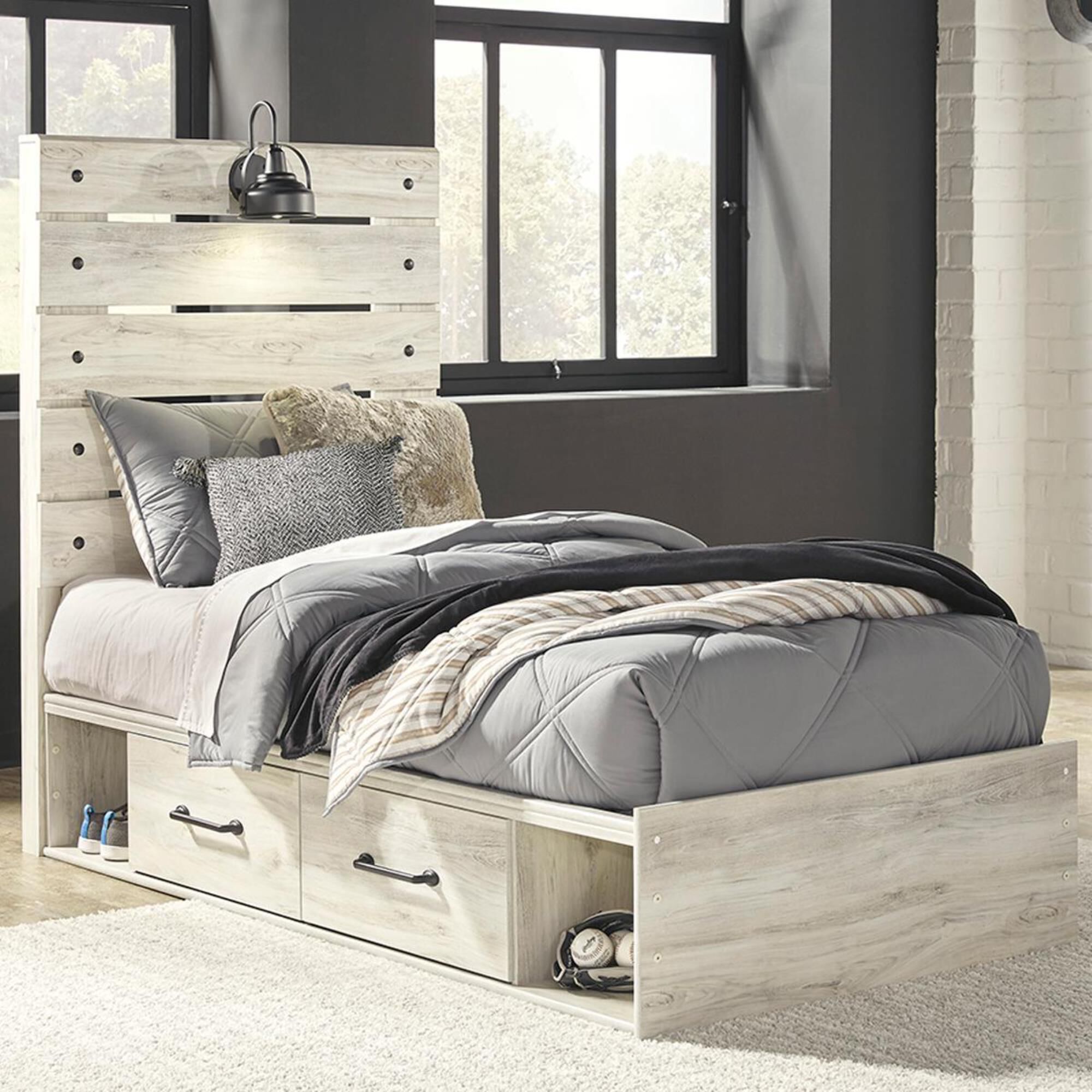 Signature Design by Ashley Cambeck Twin Single Storage Bed in Whitewash, , large