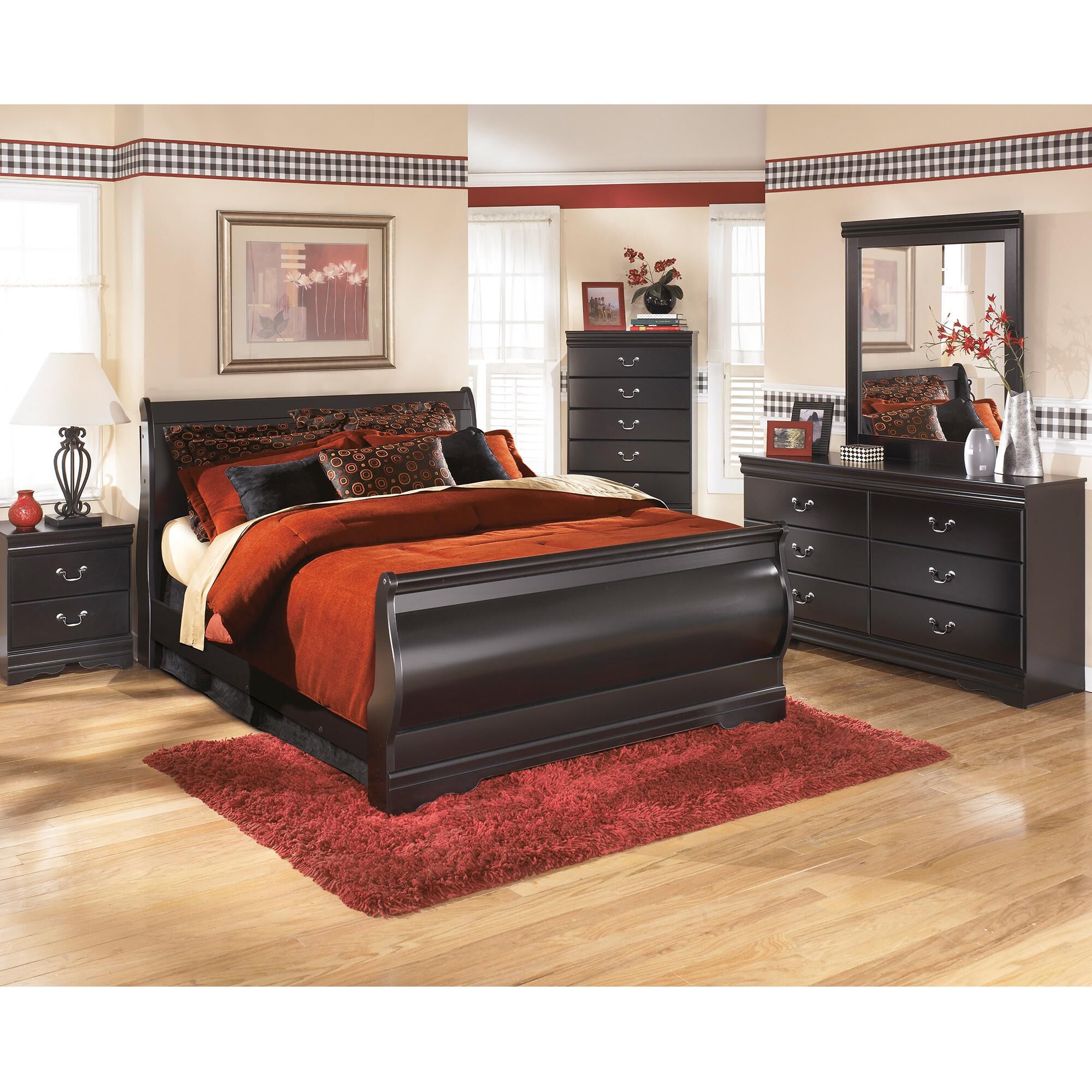 Signature Design by Ashley Huey Vineyard 5 Piece Full Bed Set in Black, , large
