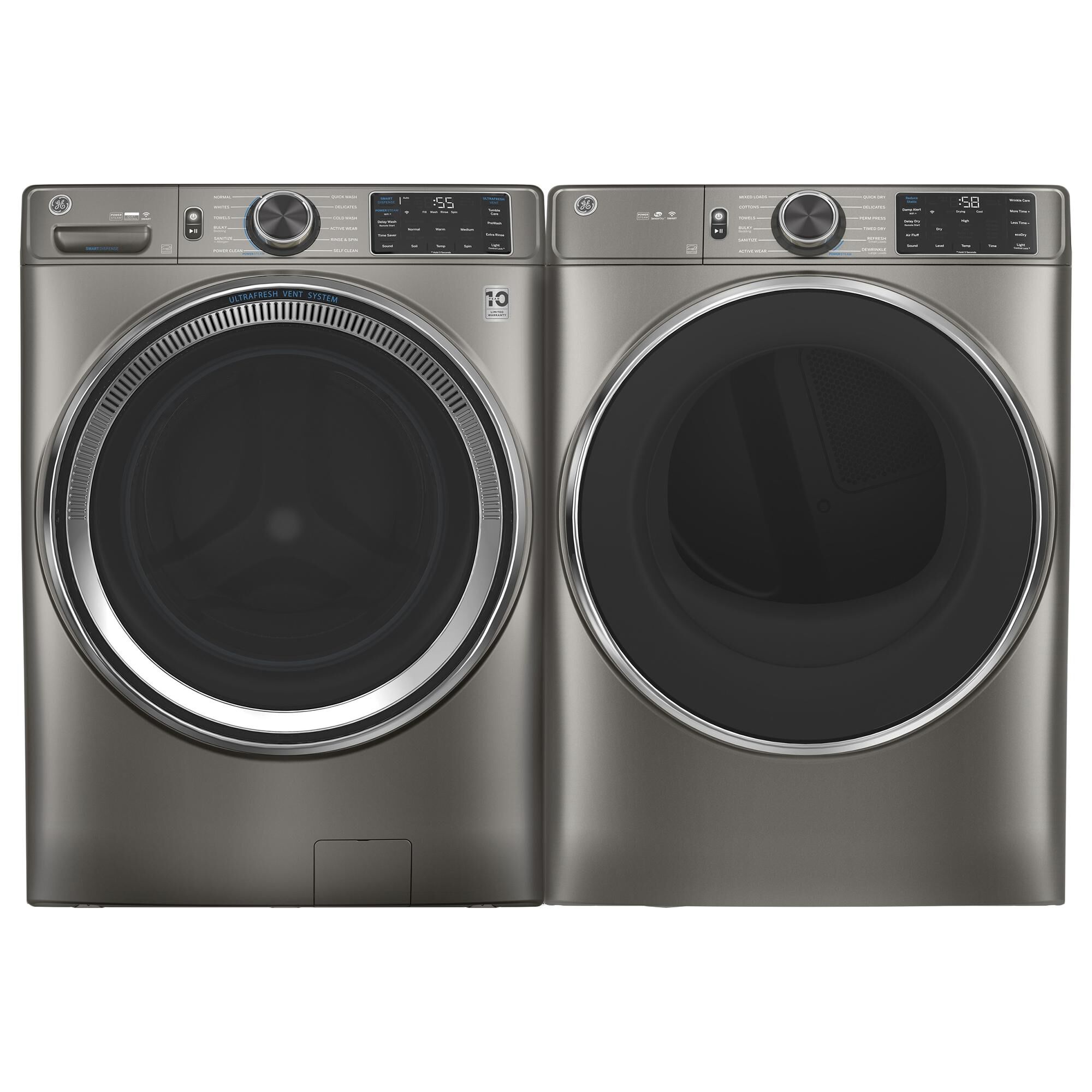 GE Appliances 4.8 Cu. Ft. Front Load Washer with Steam in Satin Nickel, , large