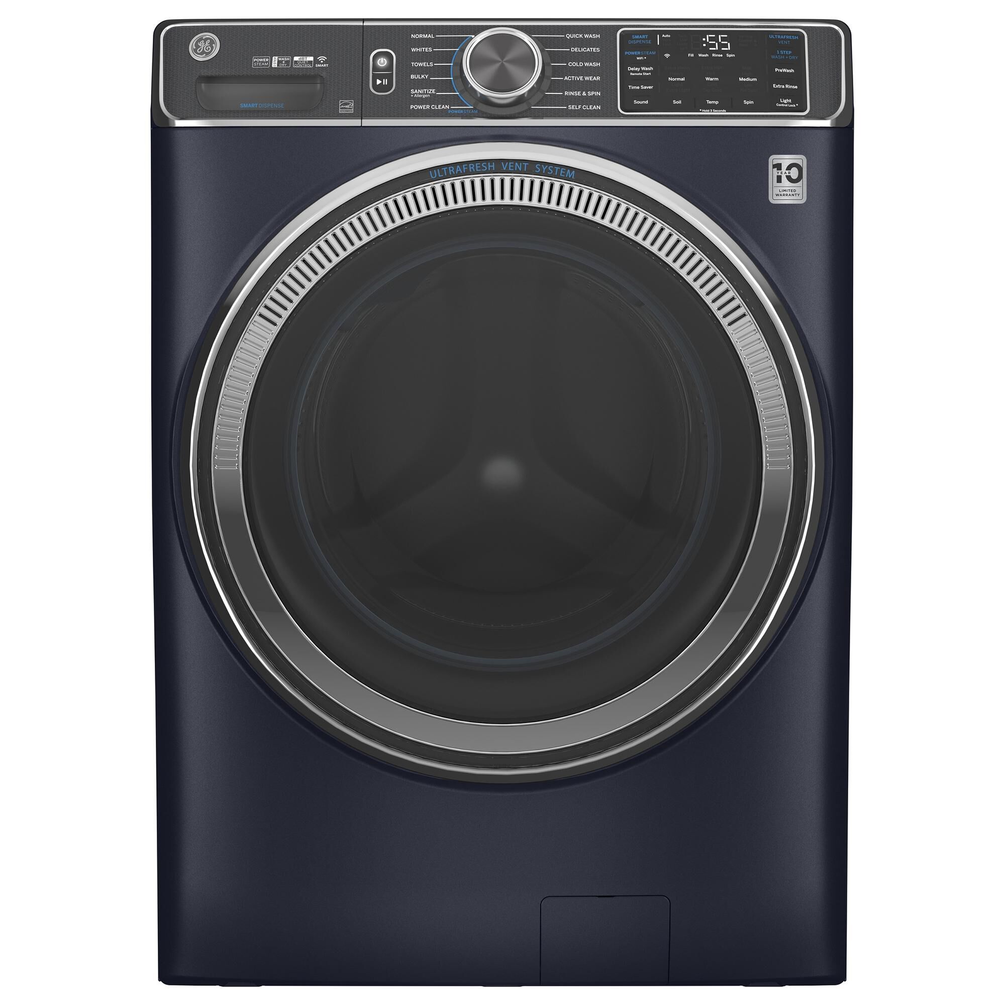 GE Appliances 5.0 Cu. Ft. Capacity Smart Front Load Steam Washer with SmartDispense UltraFresh Vent System with OdorBlock - Sapphire Blue, , large
