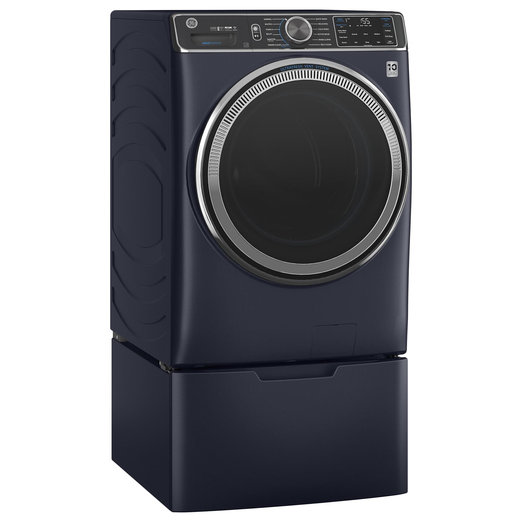 GE Appliances 5.0 Cu. Ft. Capacity Smart Front Load Steam Washer with SmartDispense UltraFresh Vent System with OdorBlock - Sapphire Blue, , large