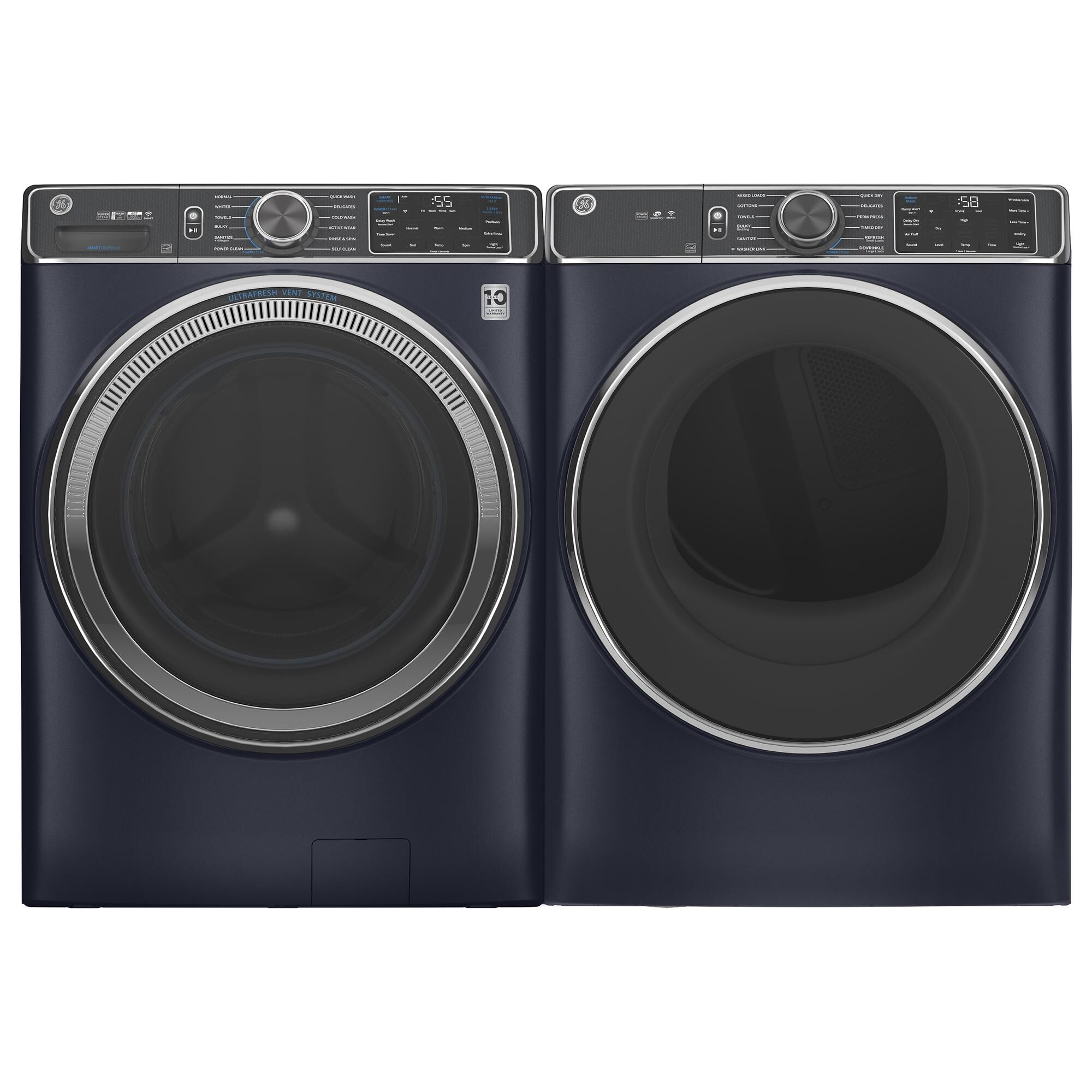 GE Appliances 5.0 Cu. Ft. Capacity Smart Front Load Steam Washer with SmartDispense UltraFresh Vent System with OdorBlock - Sapphire Blue, , large