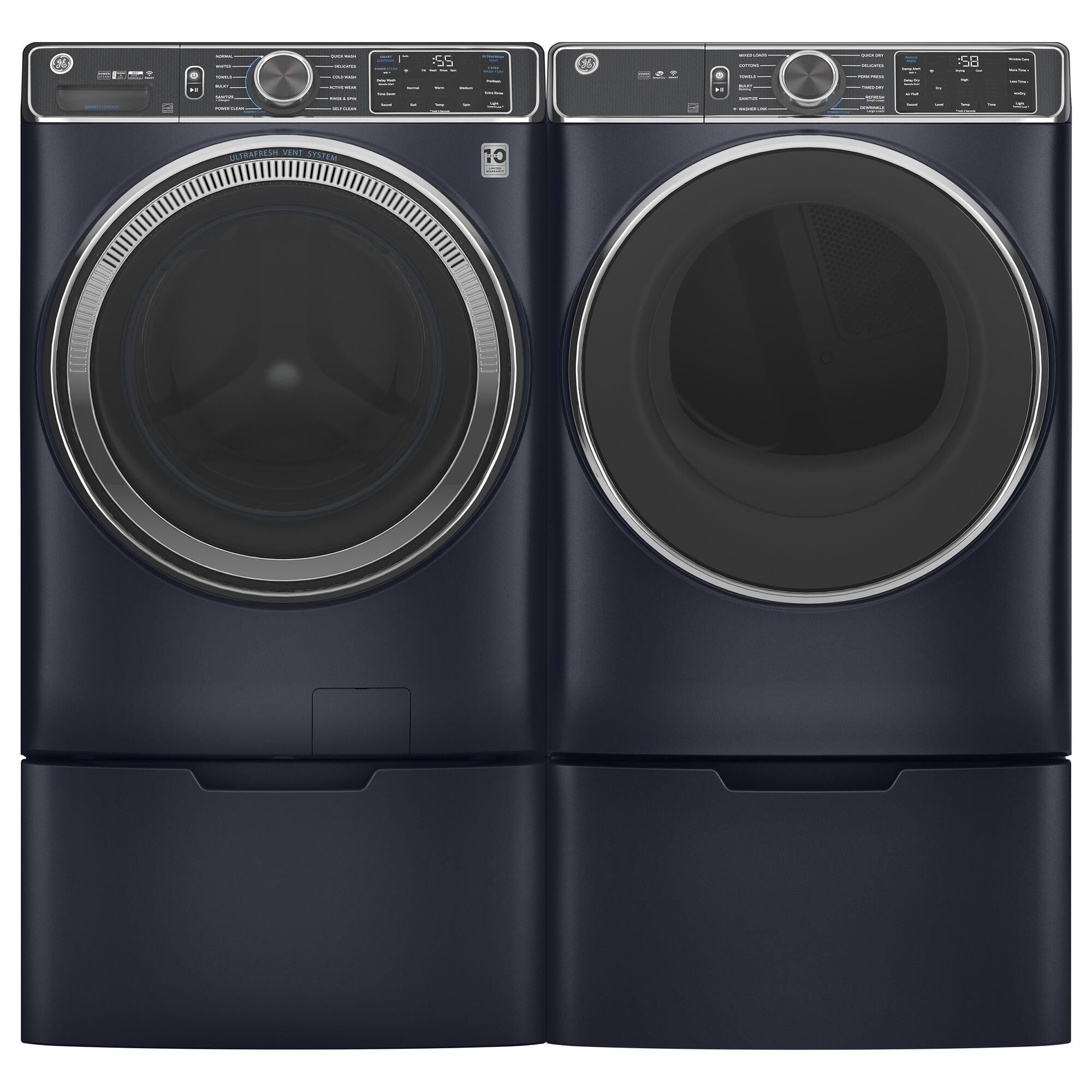 GE Appliances 5.0 Cu. Ft. Capacity Smart Front Load Steam Washer with SmartDispense UltraFresh Vent System with OdorBlock - Sapphire Blue, , large