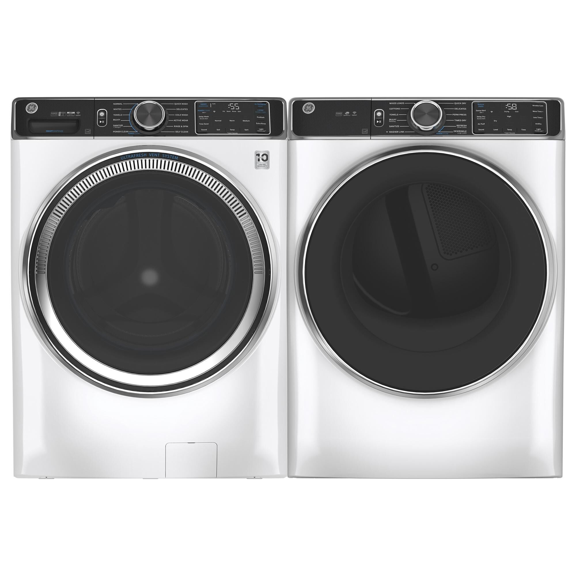 GE Appliances 5.0 Cu. Ft. SmartDispense Front Load Washer with Steam in White, , large