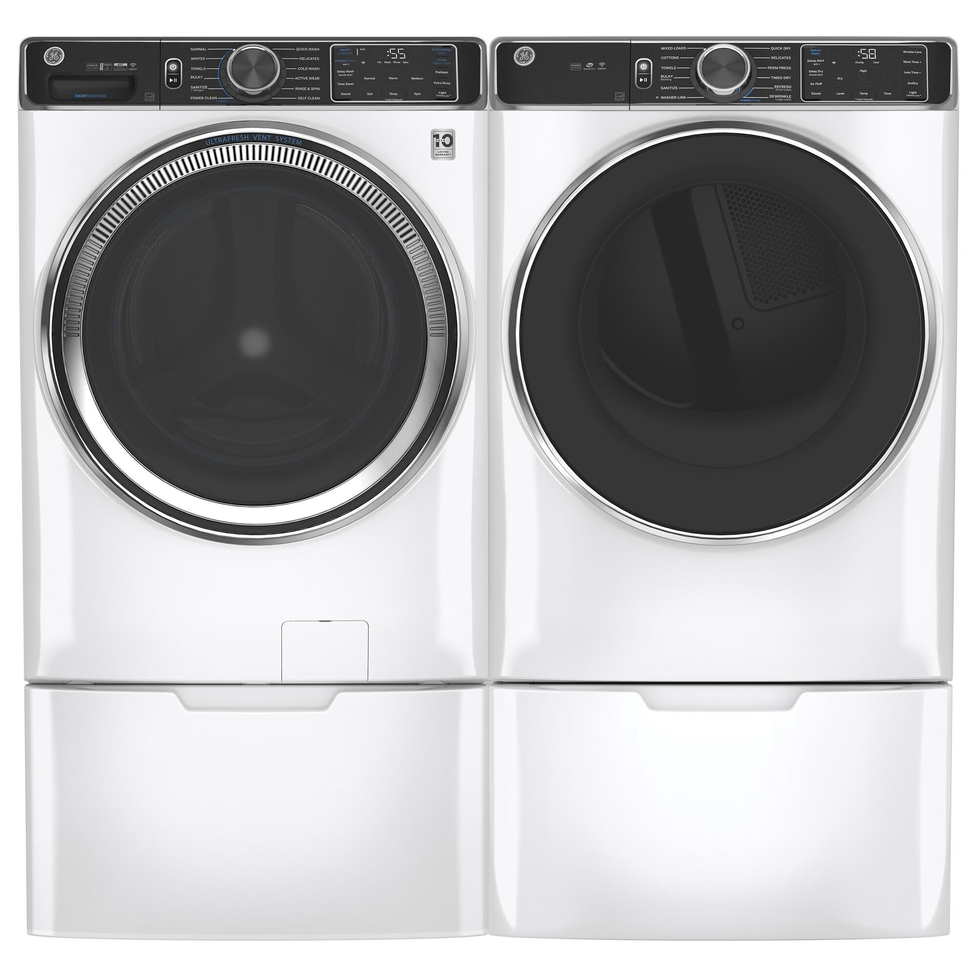 GE Appliances 5.0 Cu. Ft. SmartDispense Front Load Washer with Steam in White, , large