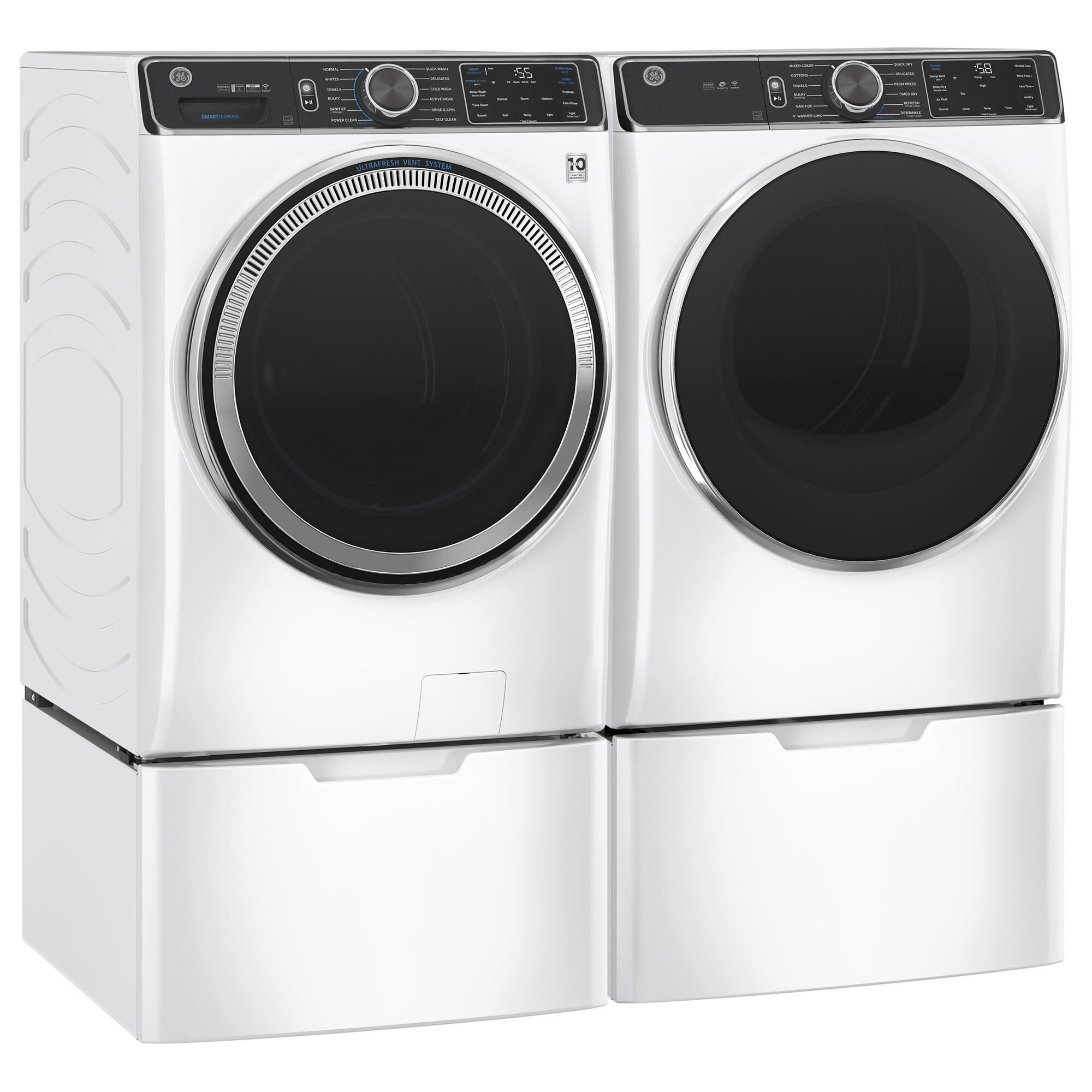 GE Appliances 5.0 Cu. Ft. SmartDispense Front Load Washer with Steam in White, , large