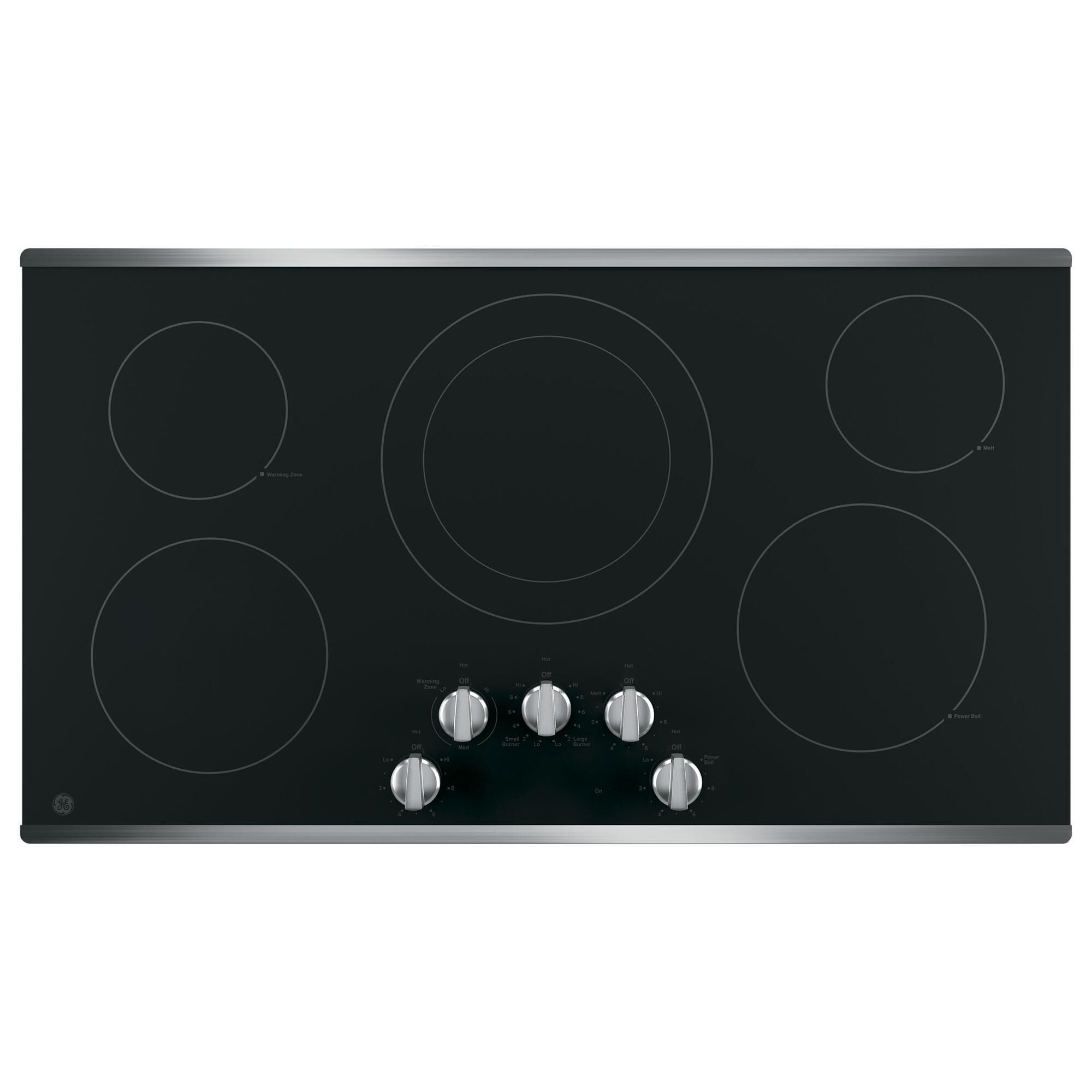 GE Appliances 36" Electric Cooktop with Burners in Stainless Steel and Black, , large
