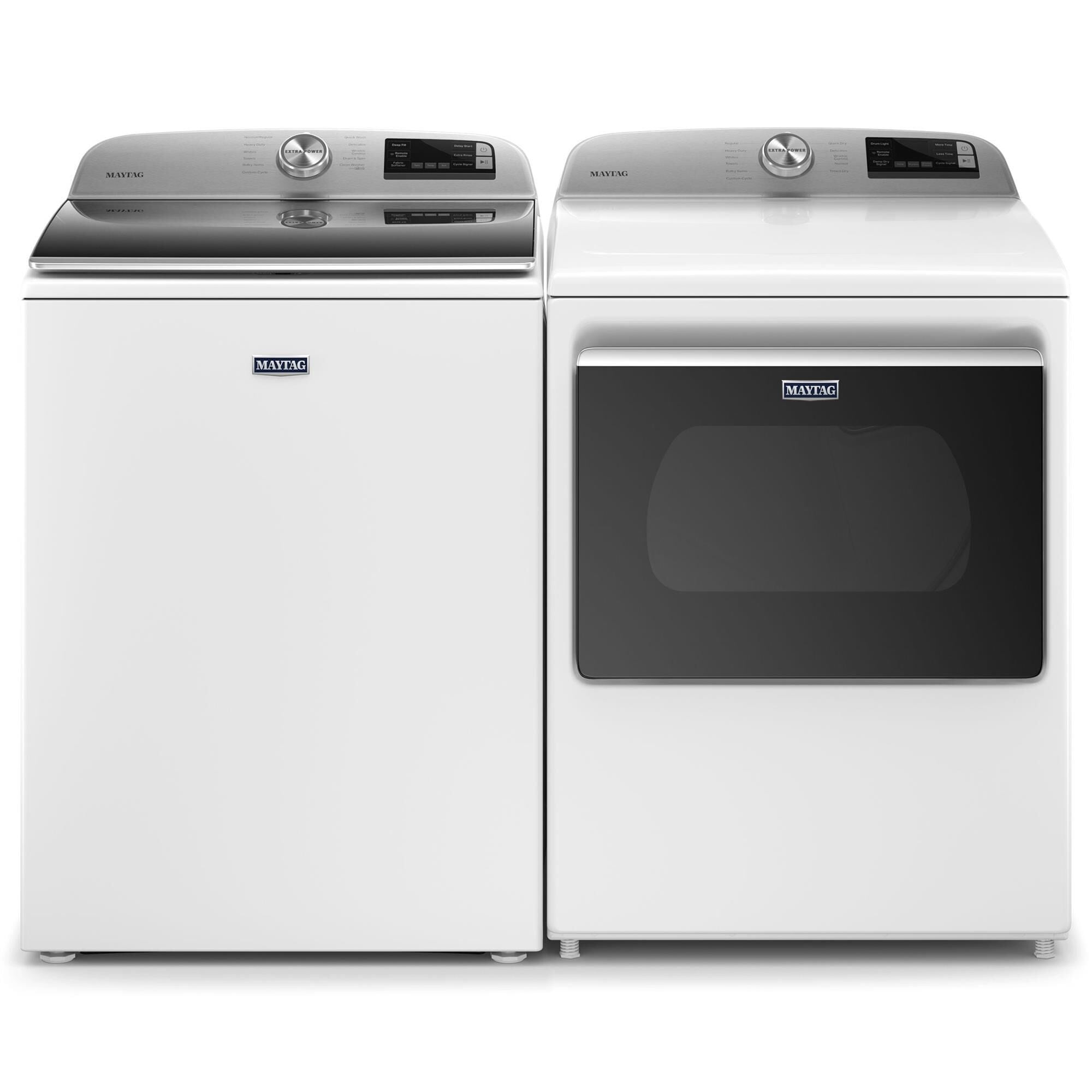 Maytag 5.4 Cu. Ft. Top Load Washer and 7.4 Cu. Ft. Gas Dryer with WiFi Laundry Pair in White, , large