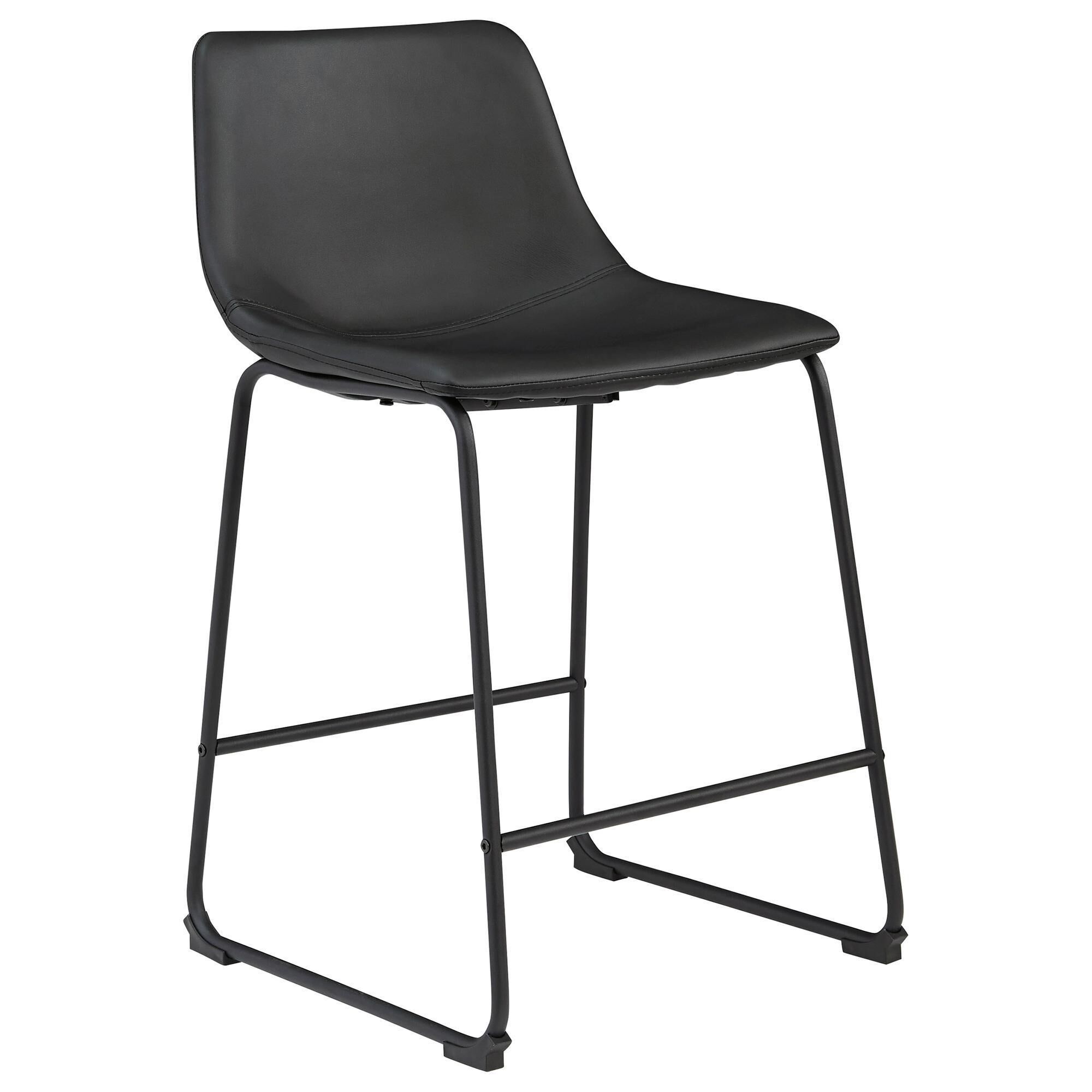 Signature Design by Ashley Centiar Upholstered Barstool in Black Faux Leather, , large