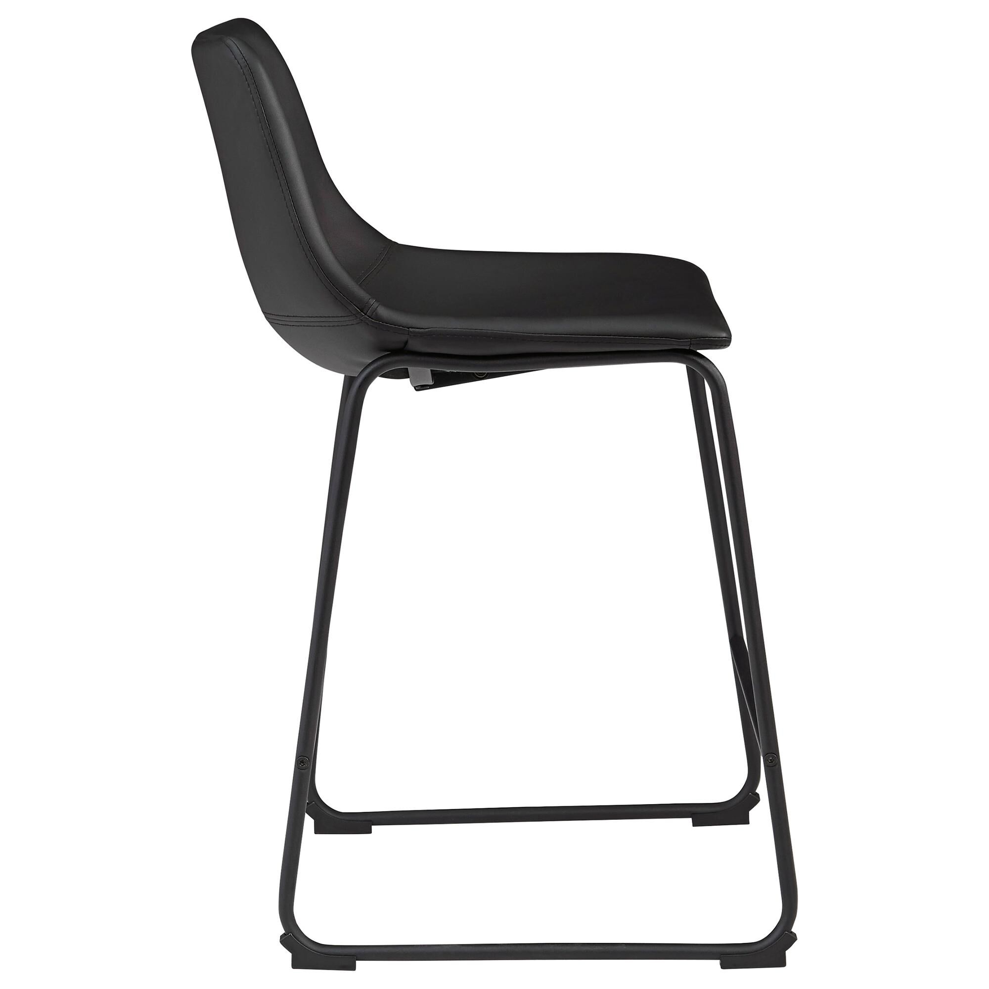 Signature Design by Ashley Centiar Upholstered Barstool in Black Faux Leather, , large
