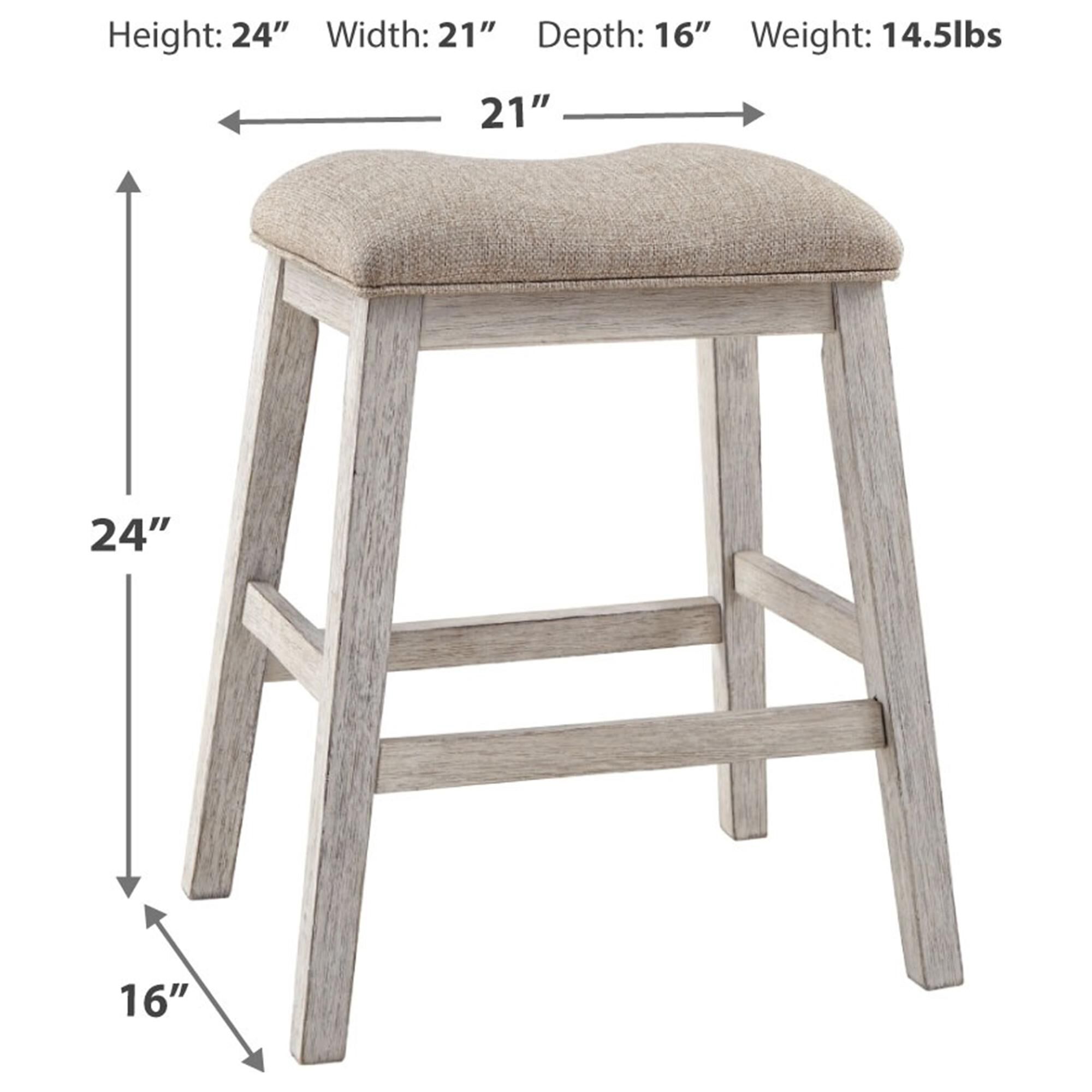 Signature Design by Ashley Skempton Upholstered Counter Stool in Distressed White and Light Brown, , large