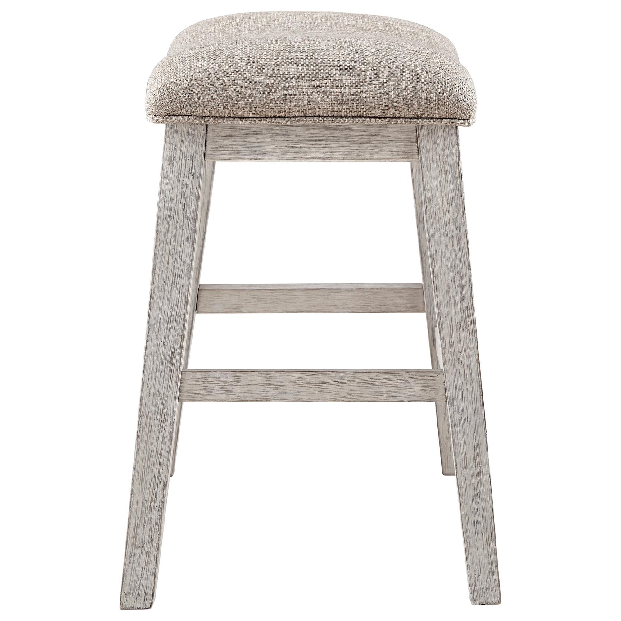 Signature Design by Ashley Skempton Upholstered Counter Stool in Distressed White and Light Brown, , large