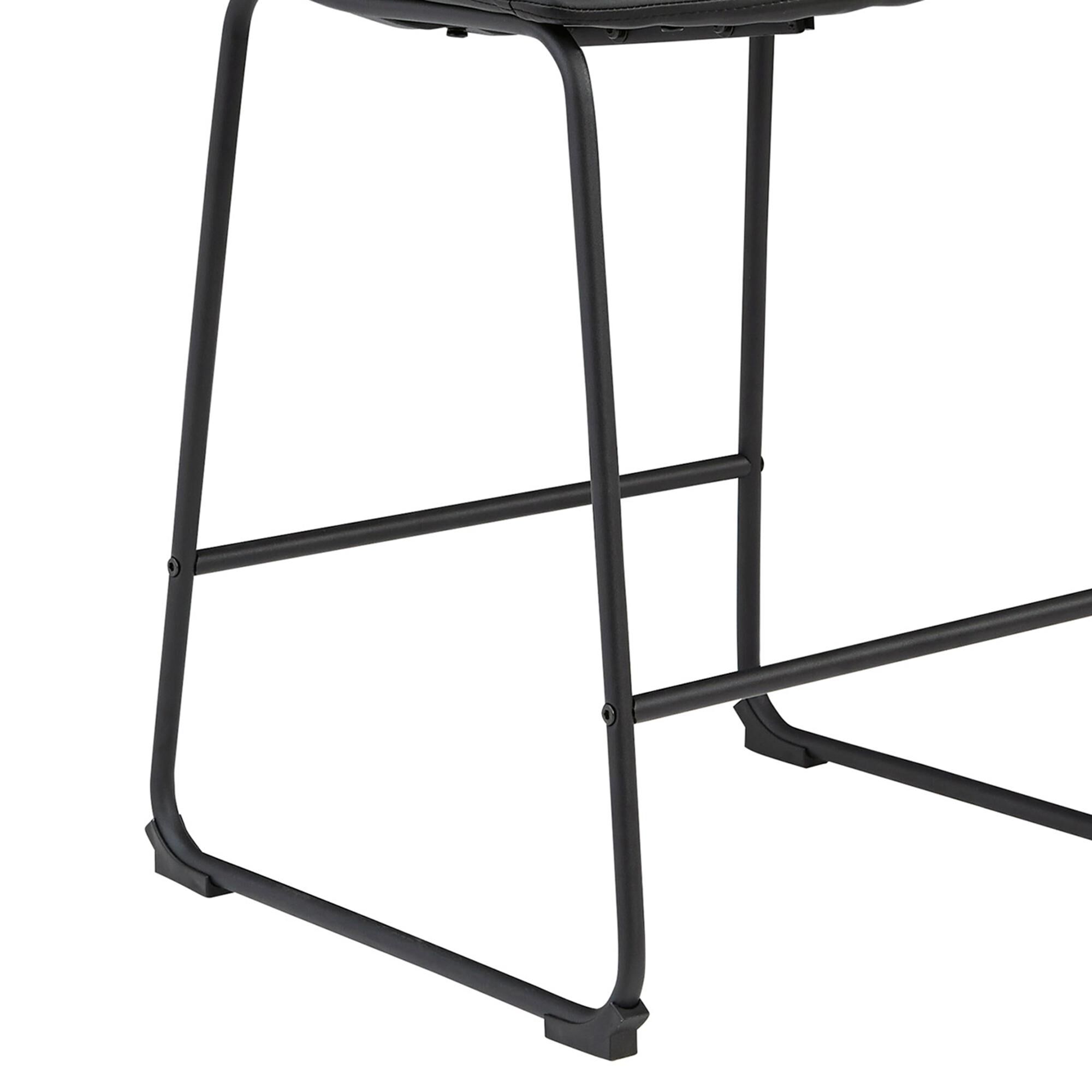 Signature Design by Ashley Centiar Upholstered Barstool in Black Faux Leather (Set of 2), , large