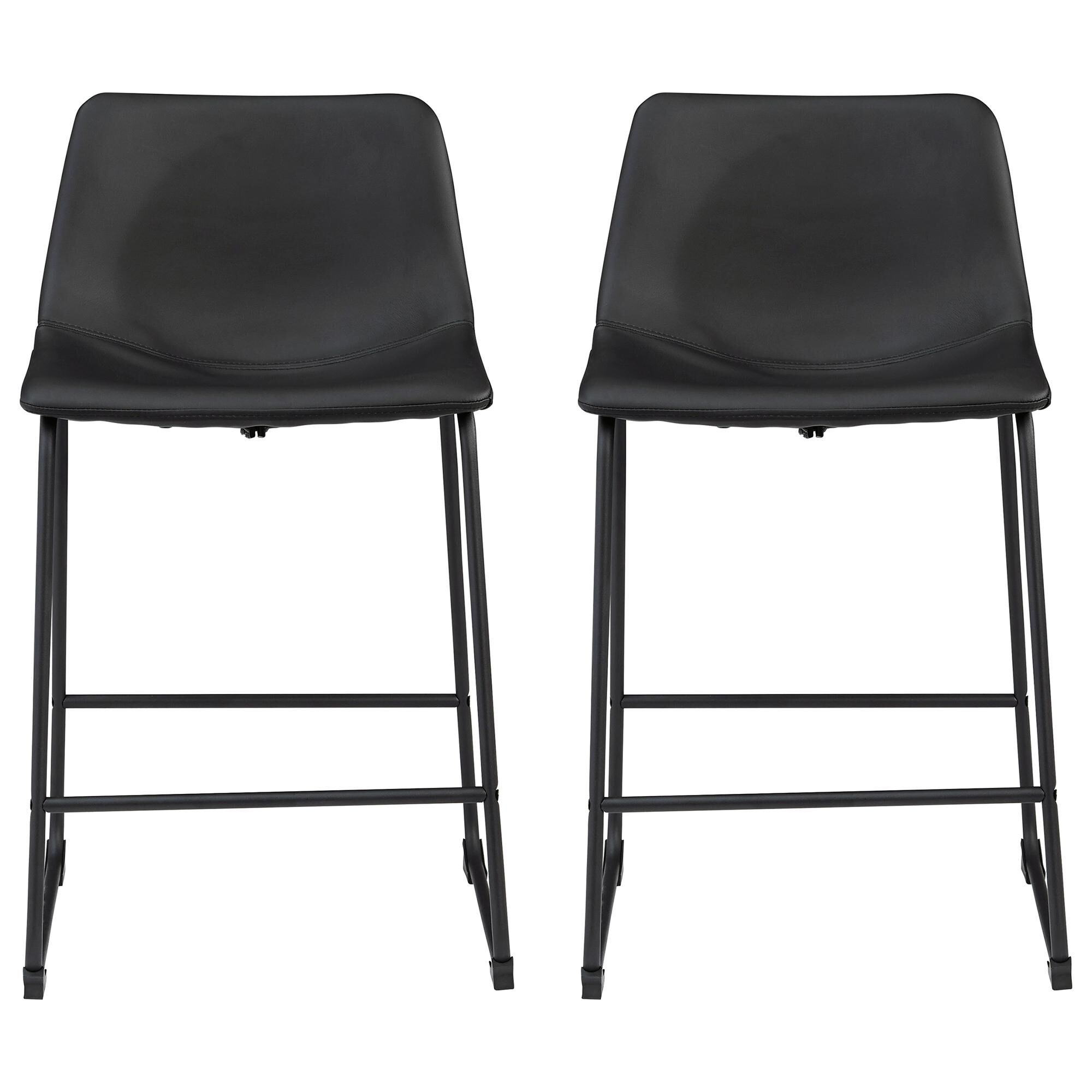 Signature Design by Ashley Centiar Upholstered Barstool in Black Faux Leather (Set of 2), , large