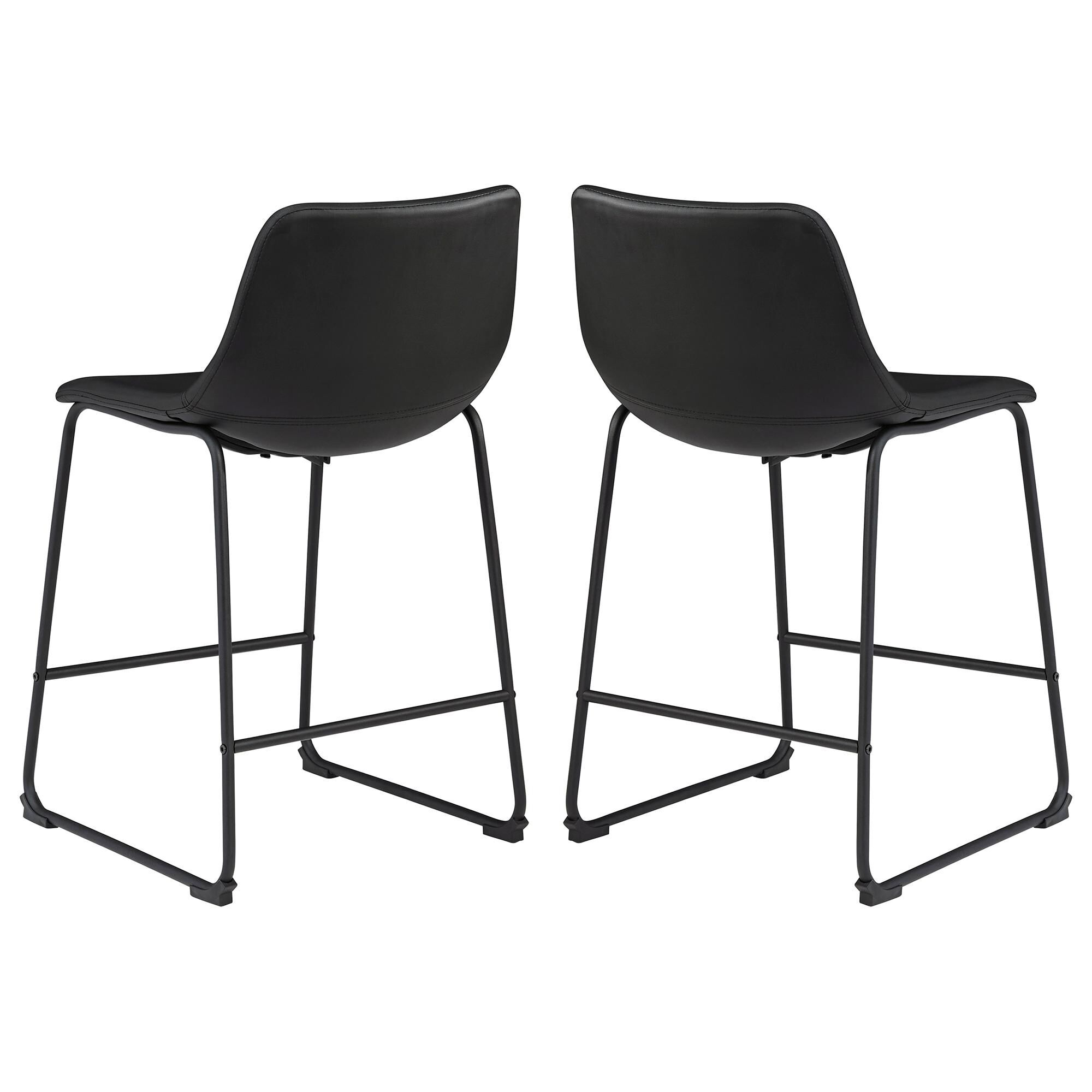 Signature Design by Ashley Centiar Upholstered Barstool in Black Faux Leather (Set of 2), , large