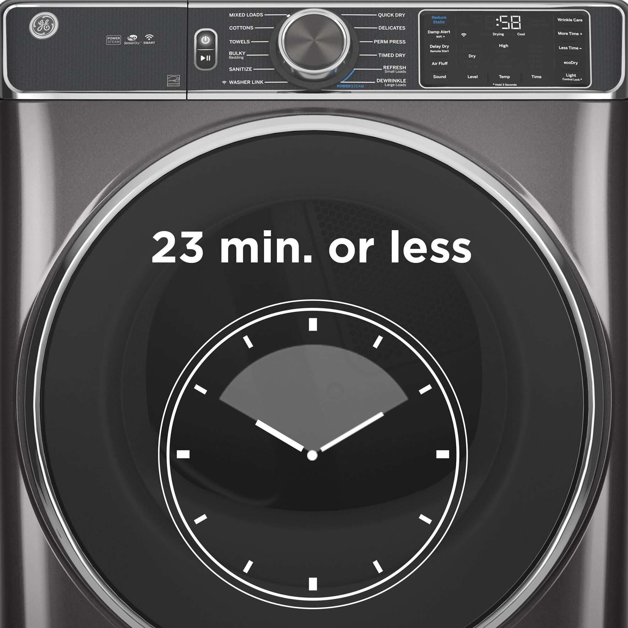 GE Appliances 4.8 Cu. Ft. Front Load Washer and 7.8 Cu. Ft. Electric Dryer Laundry Pair in White, , large
