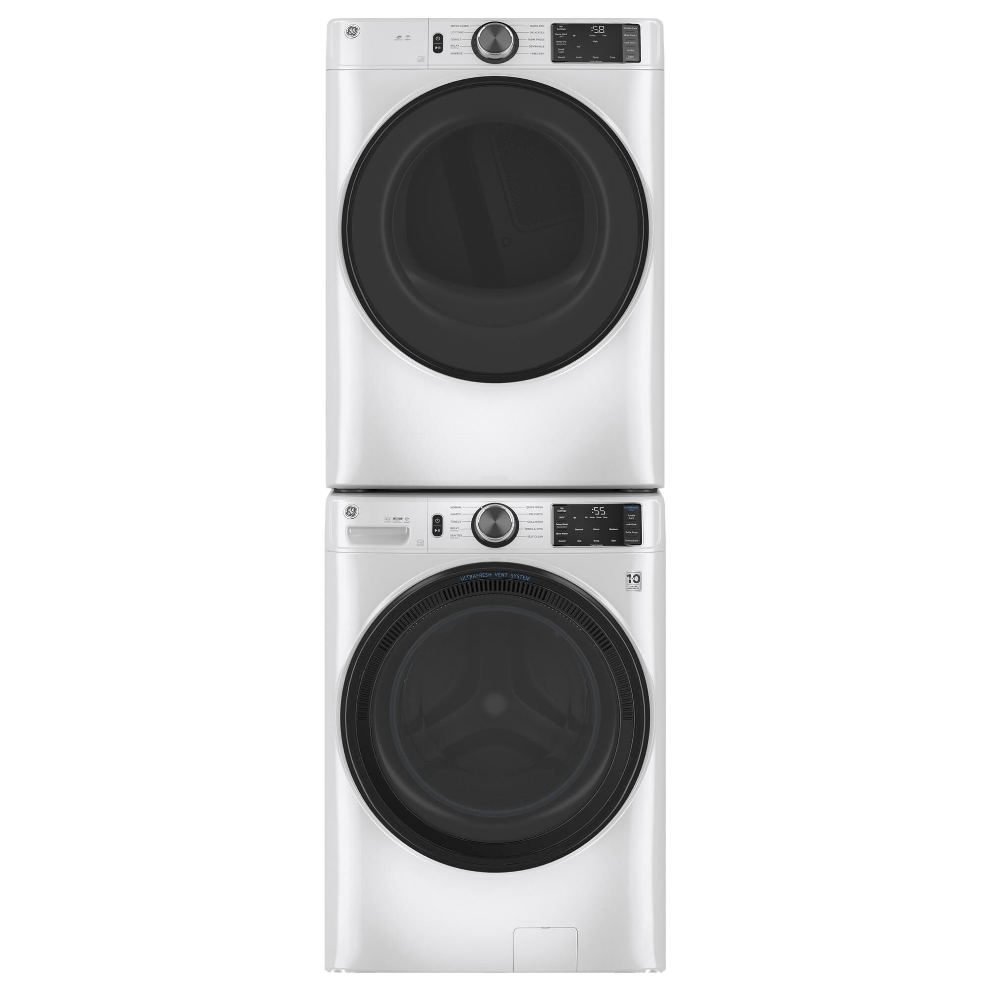 GE Appliances 4.8 Cu. Ft. Front Load Washer and 7.8 Cu. Ft. Electric Dryer Laundry Pair in White, , large