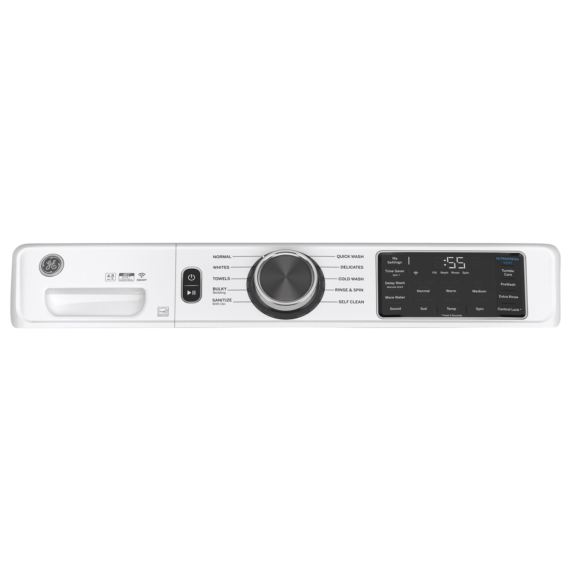 GE Appliances 4.8 Cu. Ft. Front Load Washer and 7.8 Cu. Ft. Electric Dryer Laundry Pair in White, , large