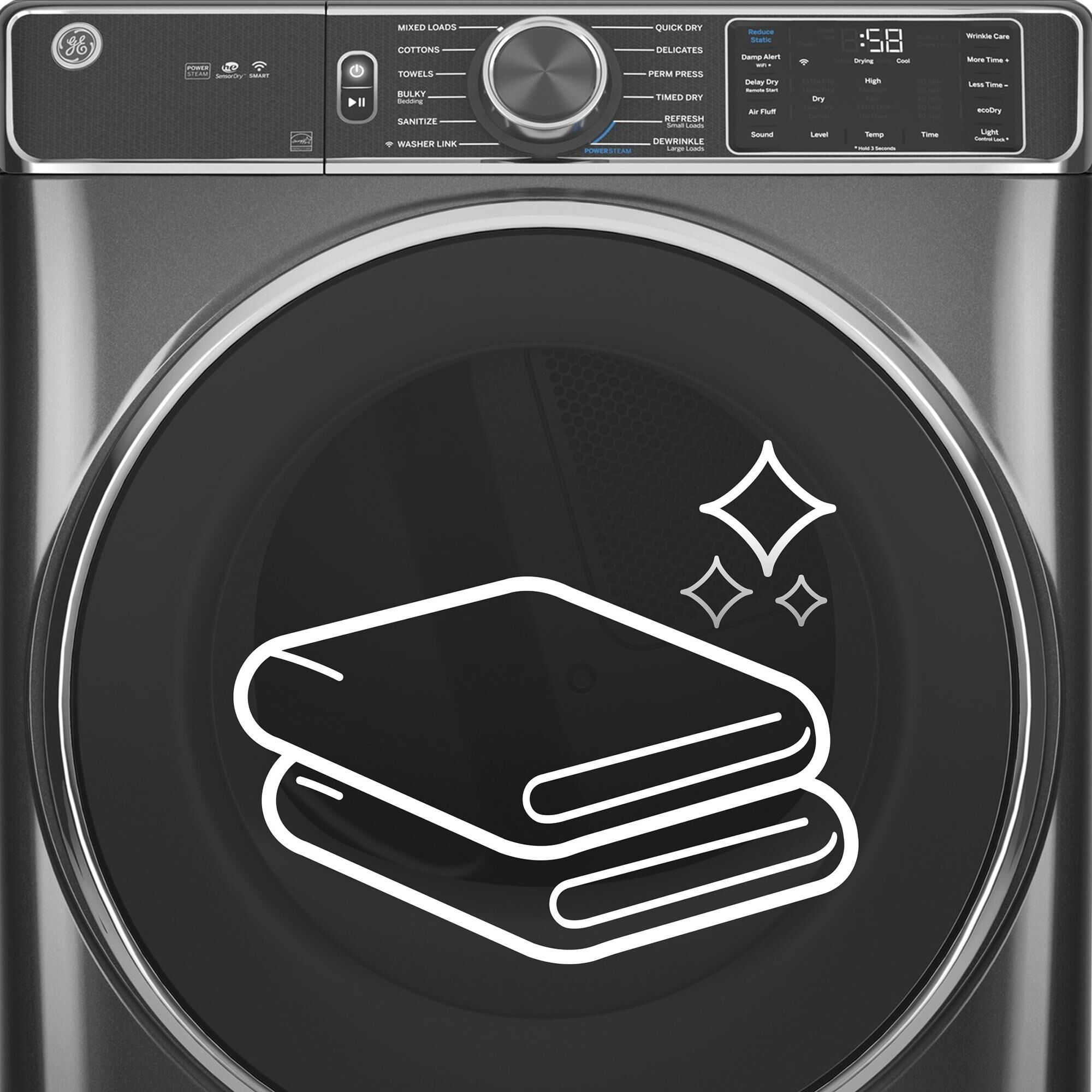 GE Appliances 4.8 Cu. Ft. Front Load Washer and 7.8 Cu. Ft. Electric Dryer Laundry Pair in White, , large