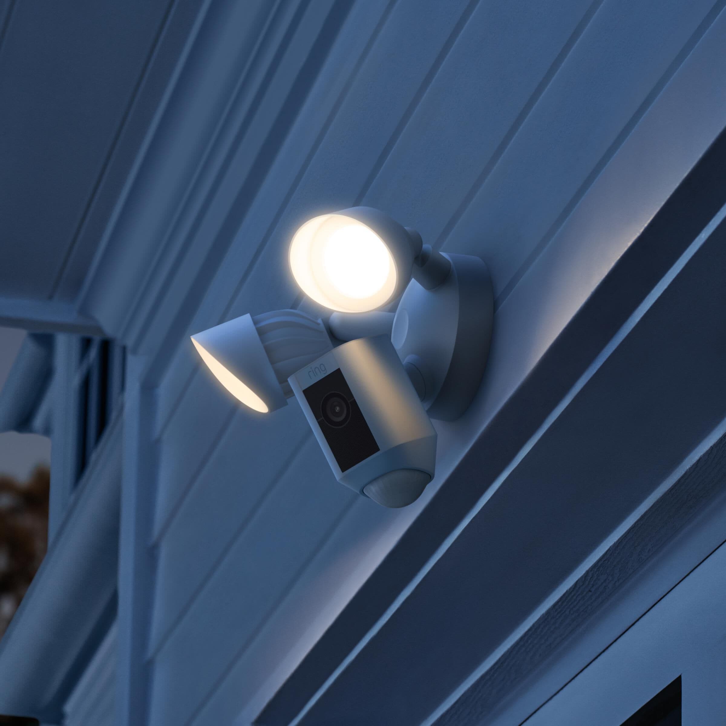 Ring Floodlight Cam Wired Plus in White + Amazon Echo Show 5 Smart Display with Alexa and 2 MP Camera in Glacier White (2nd Generation), , large