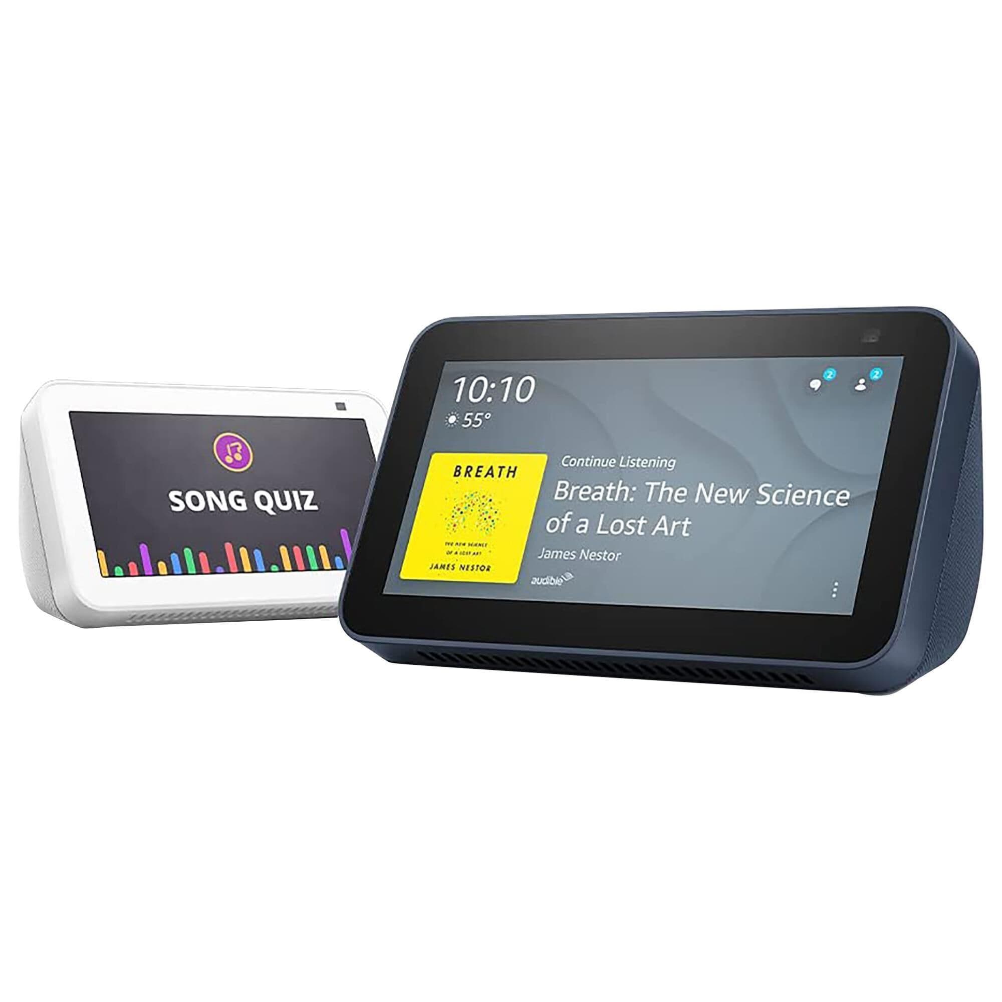 Ring Floodlight Cam Wired Plus in White + Amazon Echo Show 5 Smart Display with Alexa and 2 MP Camera in Glacier White (2nd Generation), , large