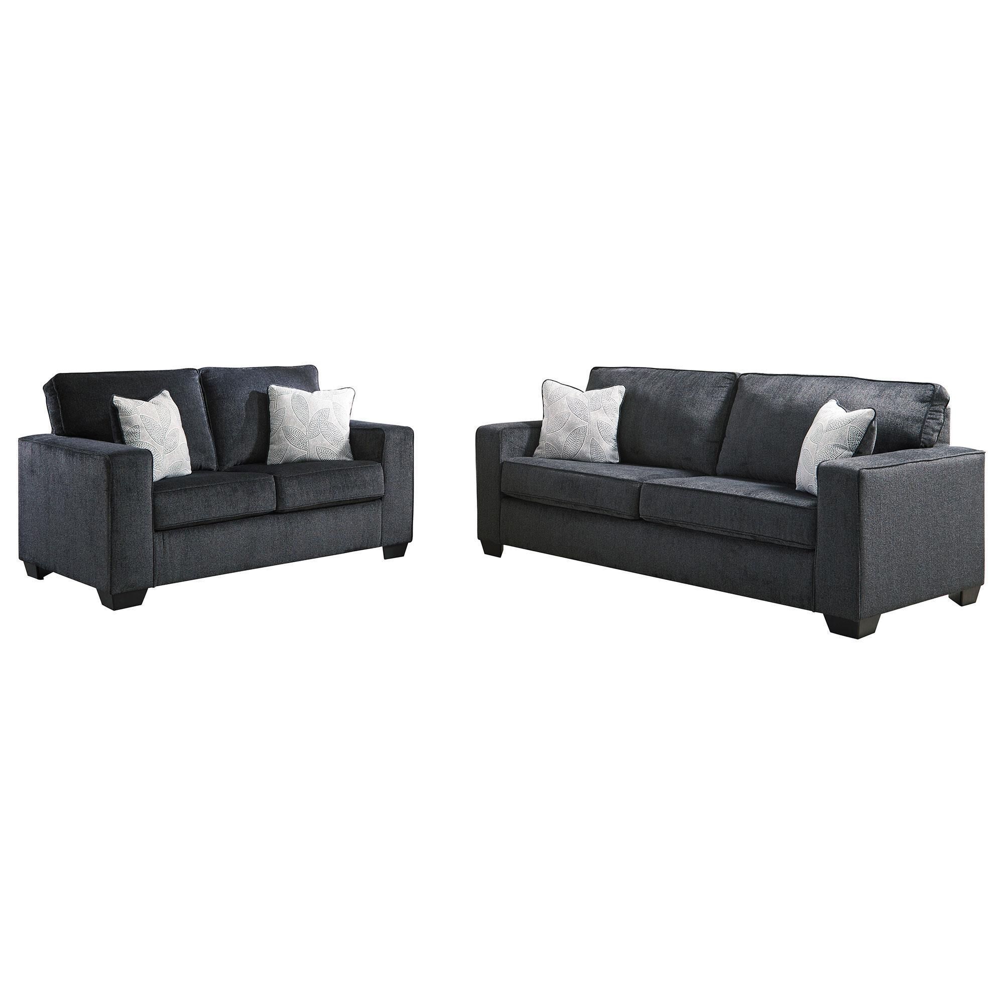 Signature Design by Ashley Altari Stationary Sofa and Loveseat Set in Slate, , large
