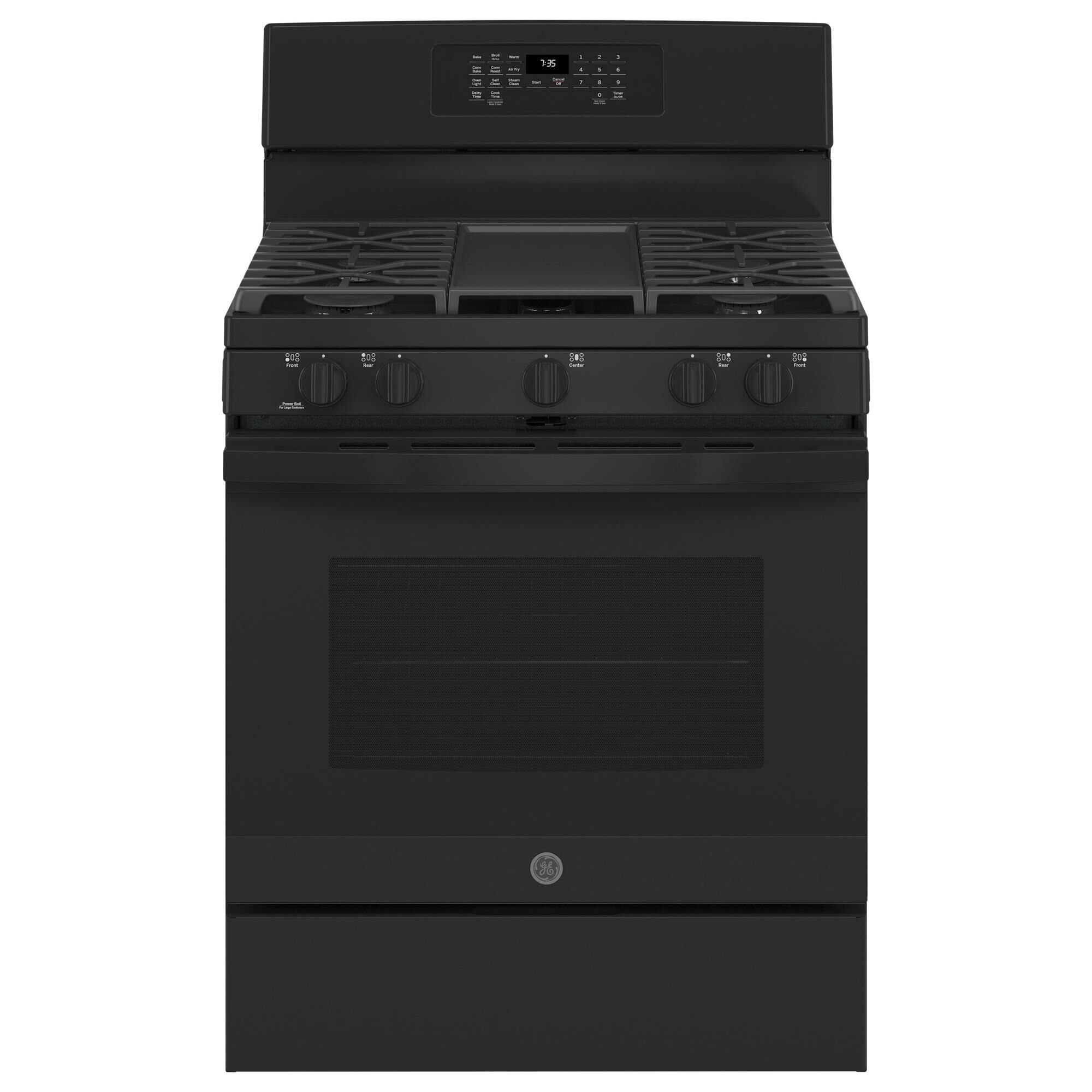 GE Appliances 30" Freestanding Gas Convection Range with No Preheat Air Fry in Black, , large
