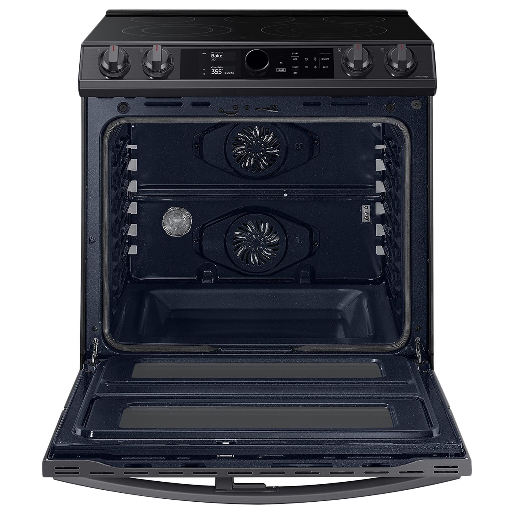 Samsung 6.3 Cu. Ft. Flex Duo Front Control Slide-in Electric Range with Smart Dial, Air Fry and Wi-Fi in Black Stainless Steel, , large