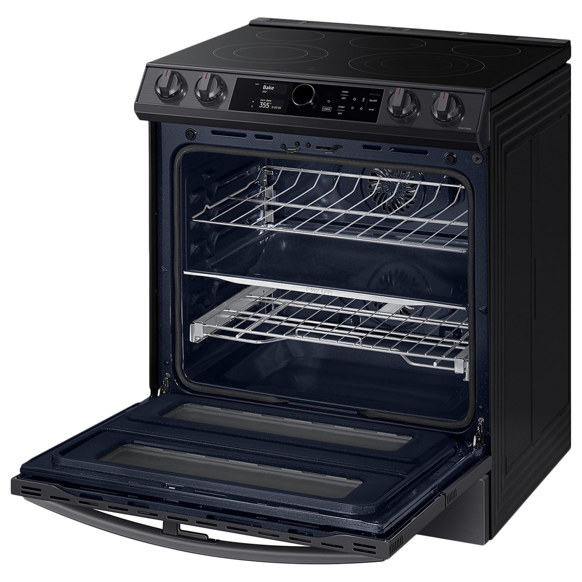 Samsung 6.3 Cu. Ft. Flex Duo Front Control Slide-in Electric Range with Smart Dial, Air Fry and Wi-Fi in Black Stainless Steel, , large