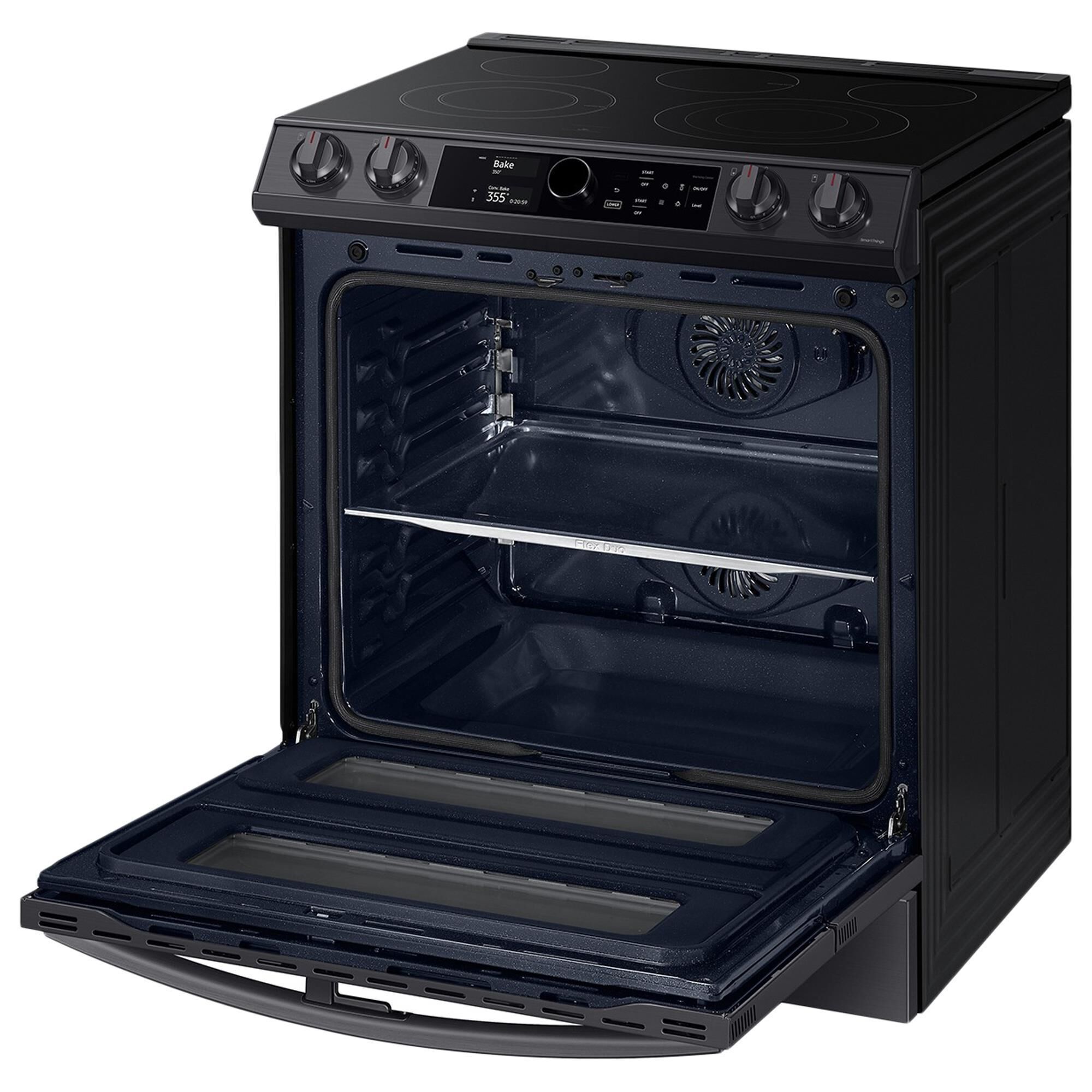 Samsung 6.3 Cu. Ft. Flex Duo Front Control Slide-in Electric Range with Smart Dial, Air Fry and Wi-Fi in Black Stainless Steel, , large